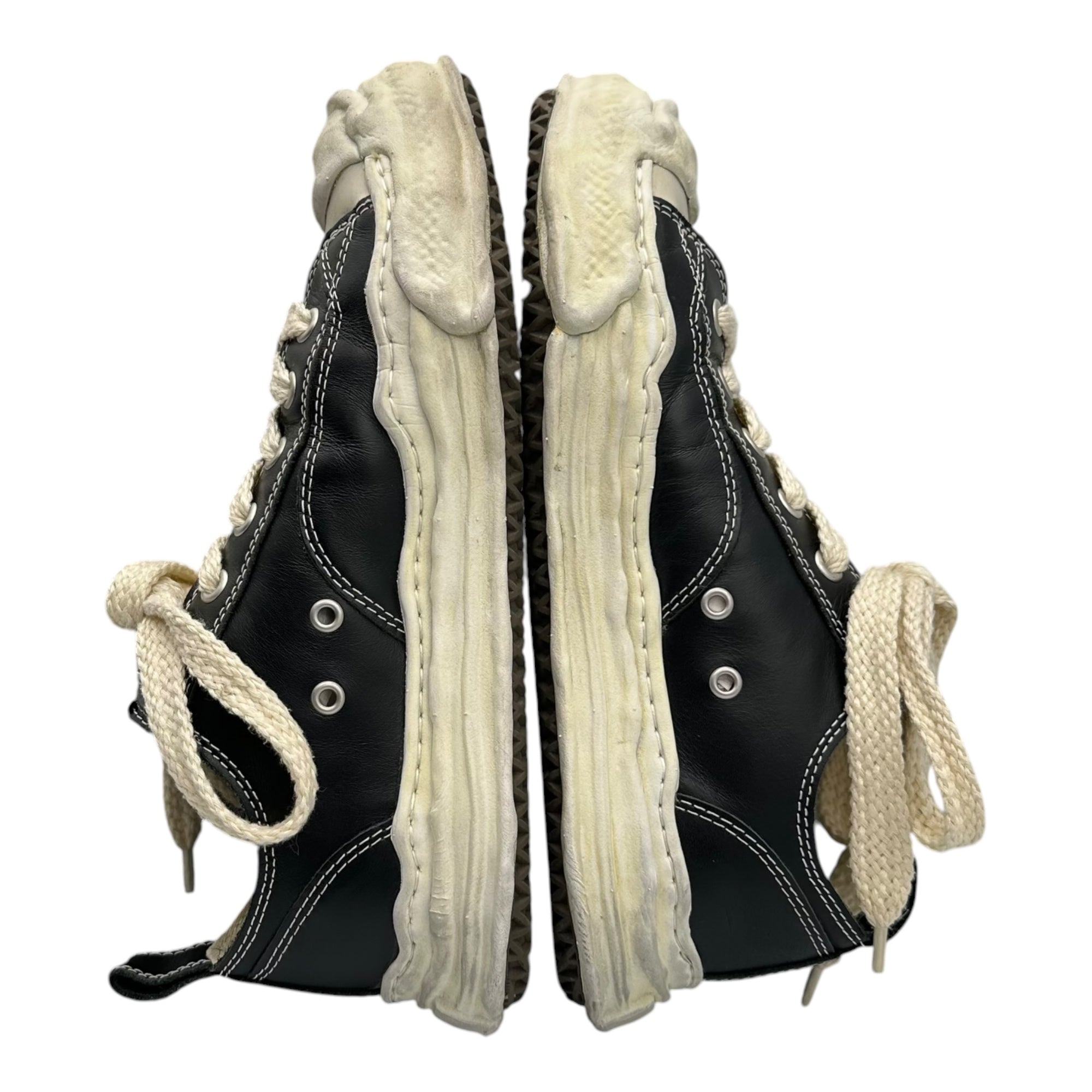 FR2 × atmos × Maison MIHARA YASUHIRO(エフアールツー × アトモス × メゾンミハラヤスヒロ) HANK “Black” Leather Low-Top Sneakers ハンク レザー ローカット スニーカー C07FW704 43(27.5cm程度) ブラック×ホワイト コラボレーションモデル
