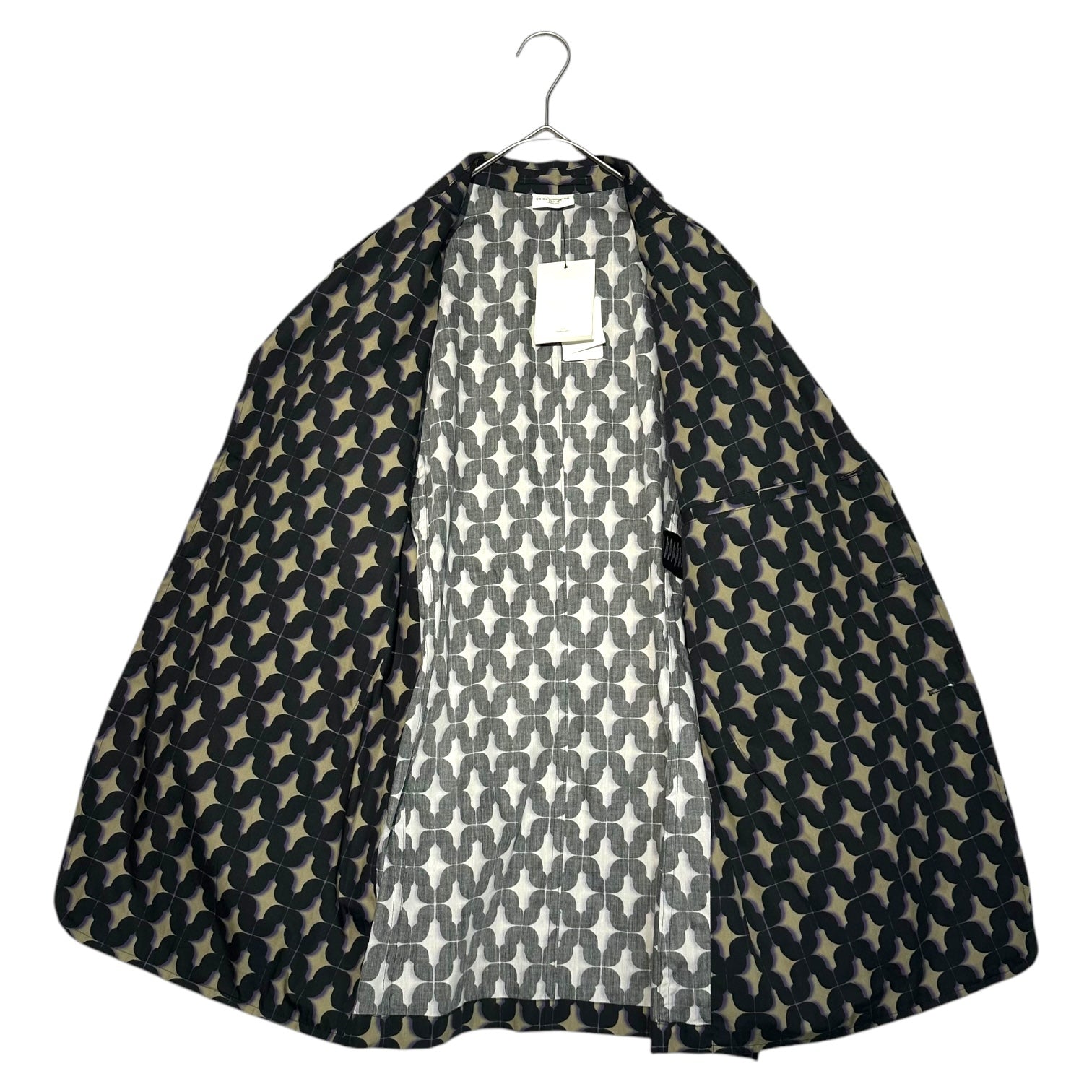 DRIES VAN NOTEN(ドリスヴァンノッテン) 24SS Graphic Tile Print Casual Tailored Jacket 24SS グラフィック タイル プリント カジュアル テーラード ジャケット 241-020419-8138-508 46(S) ブラック×グレー×パープル 紙タグ付属 国内代理店タグ無(セレクトショップ購入品)