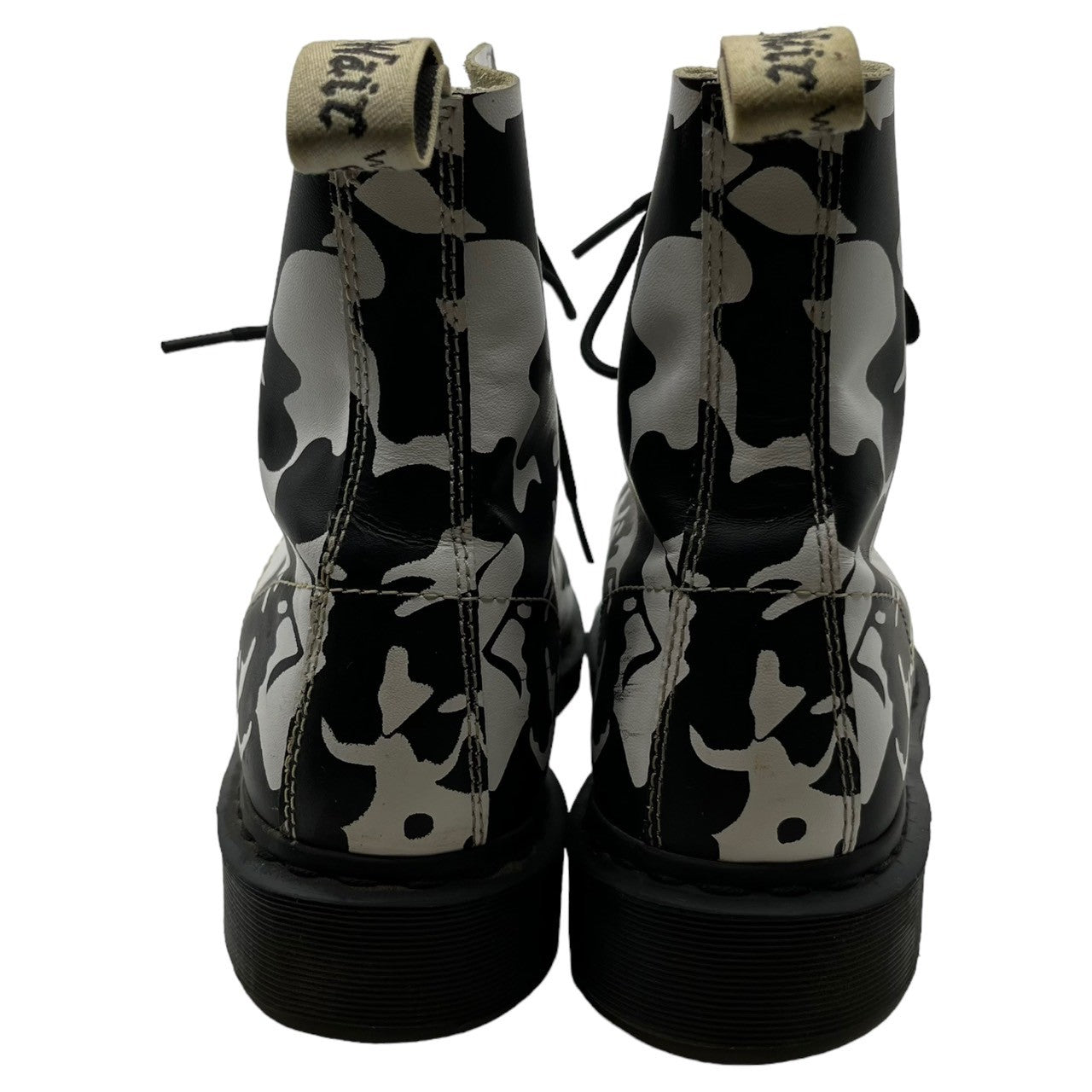 DR.MARTENS(ドクターマーチン) 8 HOLE PASCAL BOOTS エイトホール 牛柄 ブーツ 29.0cm程度 ブラック×ホワイト