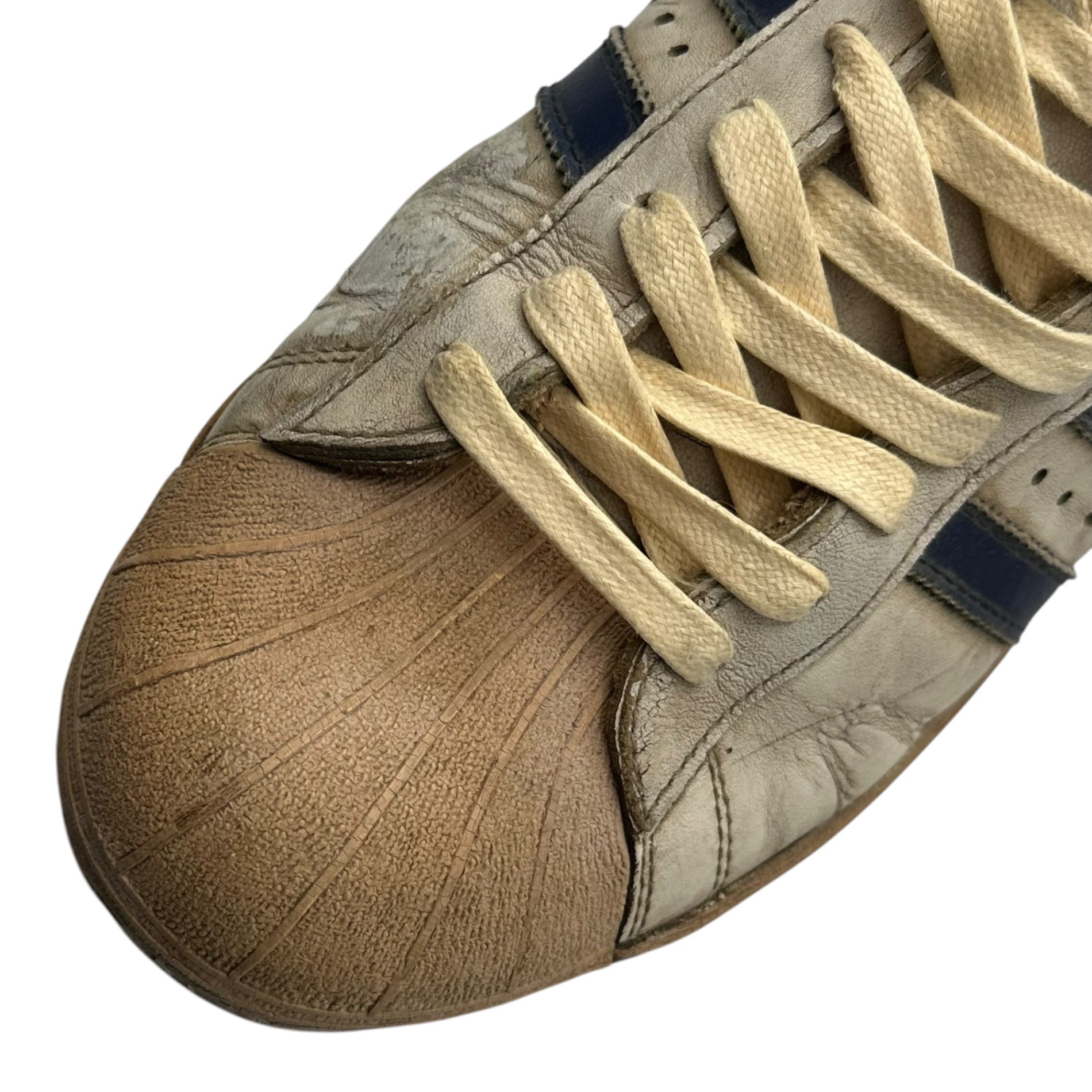 adidas(アディダス) 80's SUPER STAR Low-cut sneakers 80年代 ローカット スーパースター ローカット スニーカー 11 1/2(29.5cm程度) ホワイト×ネイビー 稀少 フランス製