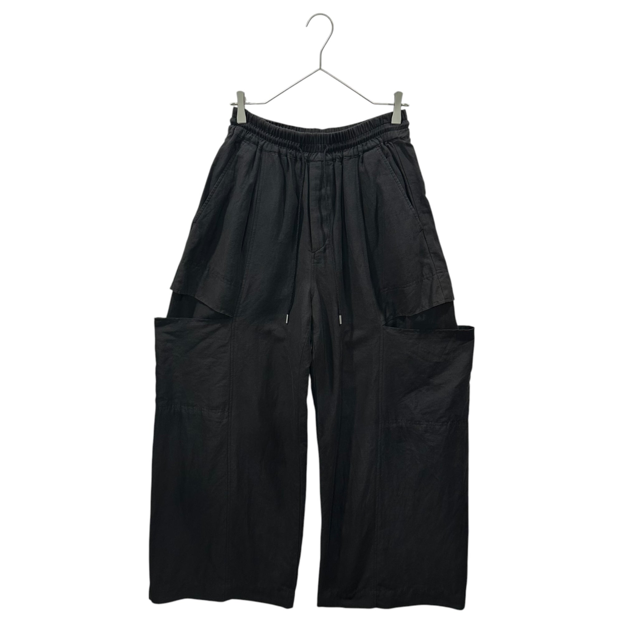 beautiful people(ビューティフルピープル) 2024SS Linen Cotton Satin Bow Silhouette Pants リネン コットン サテン ボウシルエット パンツ 1415105012 38 グレー
