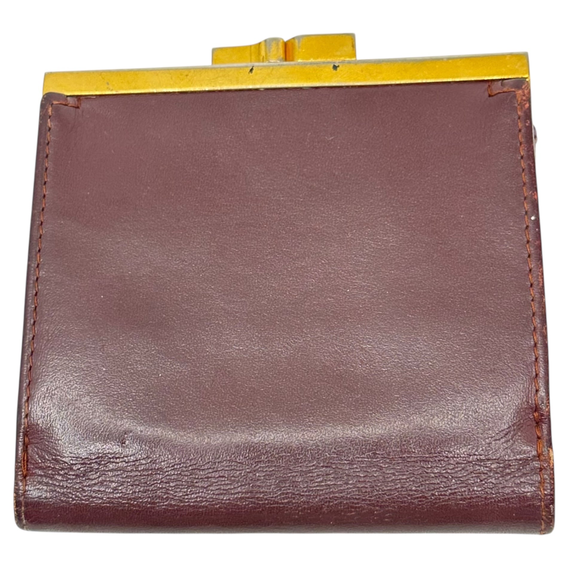 Cartier(カルティエ) Foldable wallet with snap closure がま口 三つ折り 財布 ボルドー