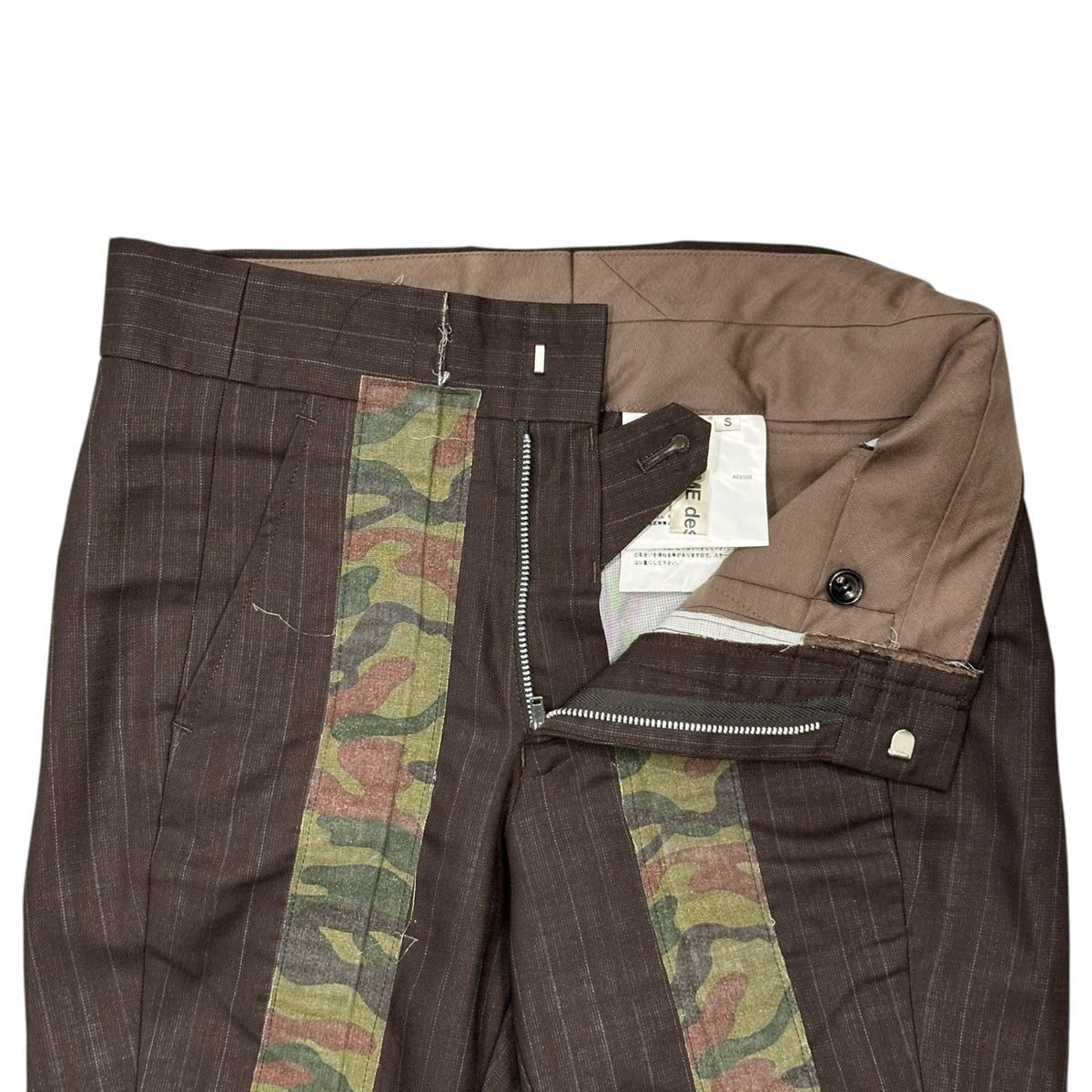 COMME des GARCONS(コムデギャルソン) 2000AW Redesigned Camouflage Tape-Striped Slacks 再構築 カモフラ テープ ストライプ スラックス GP-10001S S ブラウン×カーキ AD2000 00s アーカイブ