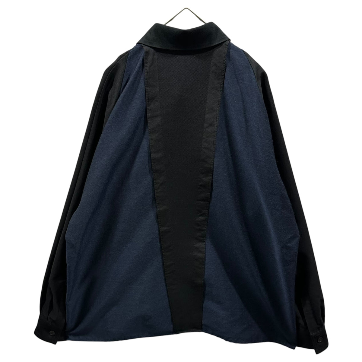 ISSEY MIYAKE(イッセイミヤケ) Two-Tone Fly-Front Wide Shirt バイカラー 比翼 ワイド シャツ IM64FJ511 2 ブラック×ネイビー 男性着用可能