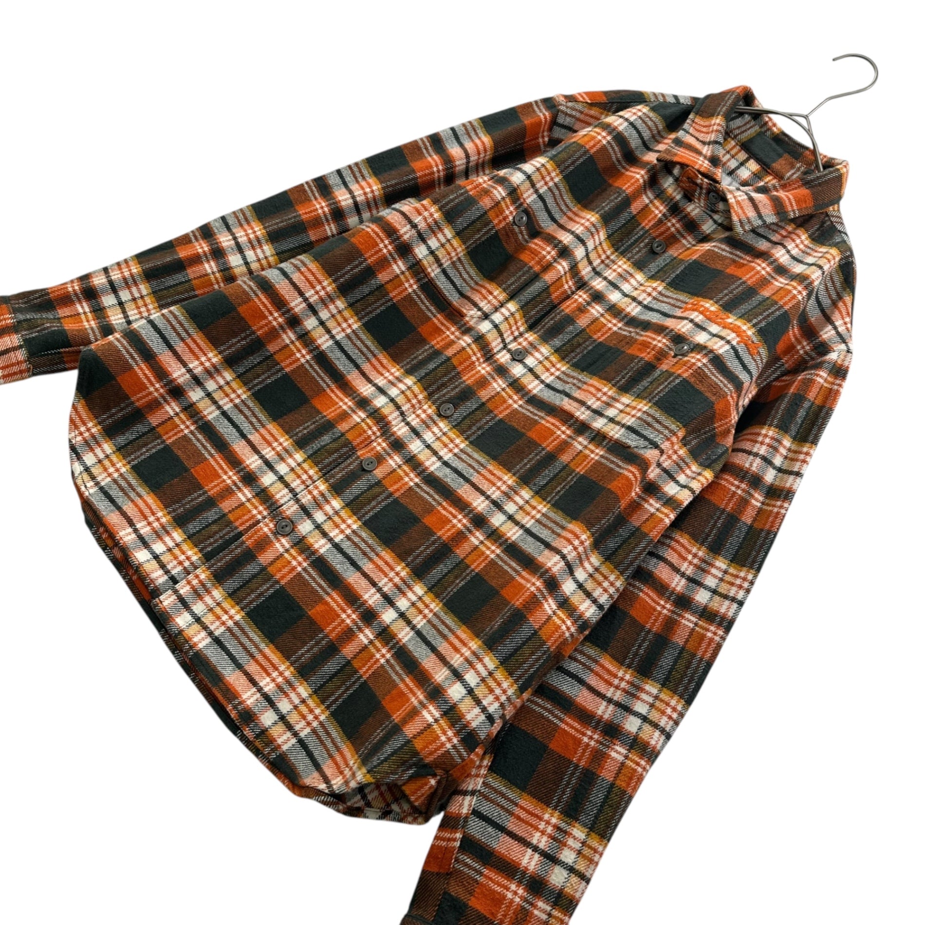 GOODENOUGH(グッドイナフ) Logo Stitch Heavy Cotton Flannel Shirt ロゴ ステッチ ヘビー コットン ネルシャツ GE-113026 3(L程度) オレンジ 復刻アイテム