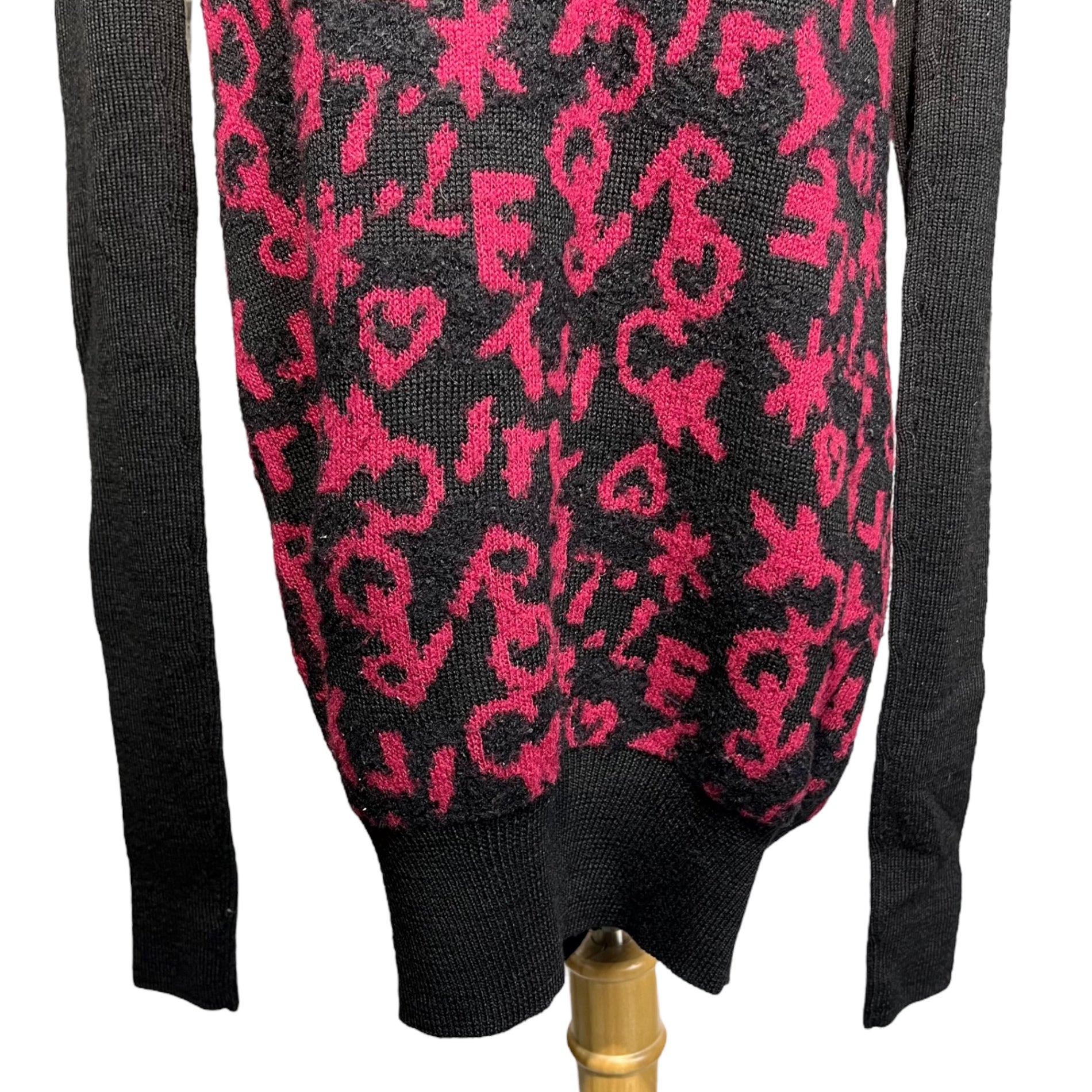 Vivienne Westwood RED LABEL(ヴィヴィアンウエストウッドレッドレーベル) All-over pattern knit long sleeve dress 総柄 ニット 長袖 ワンピース 357-01-57022 2(M) レッド×ブラック