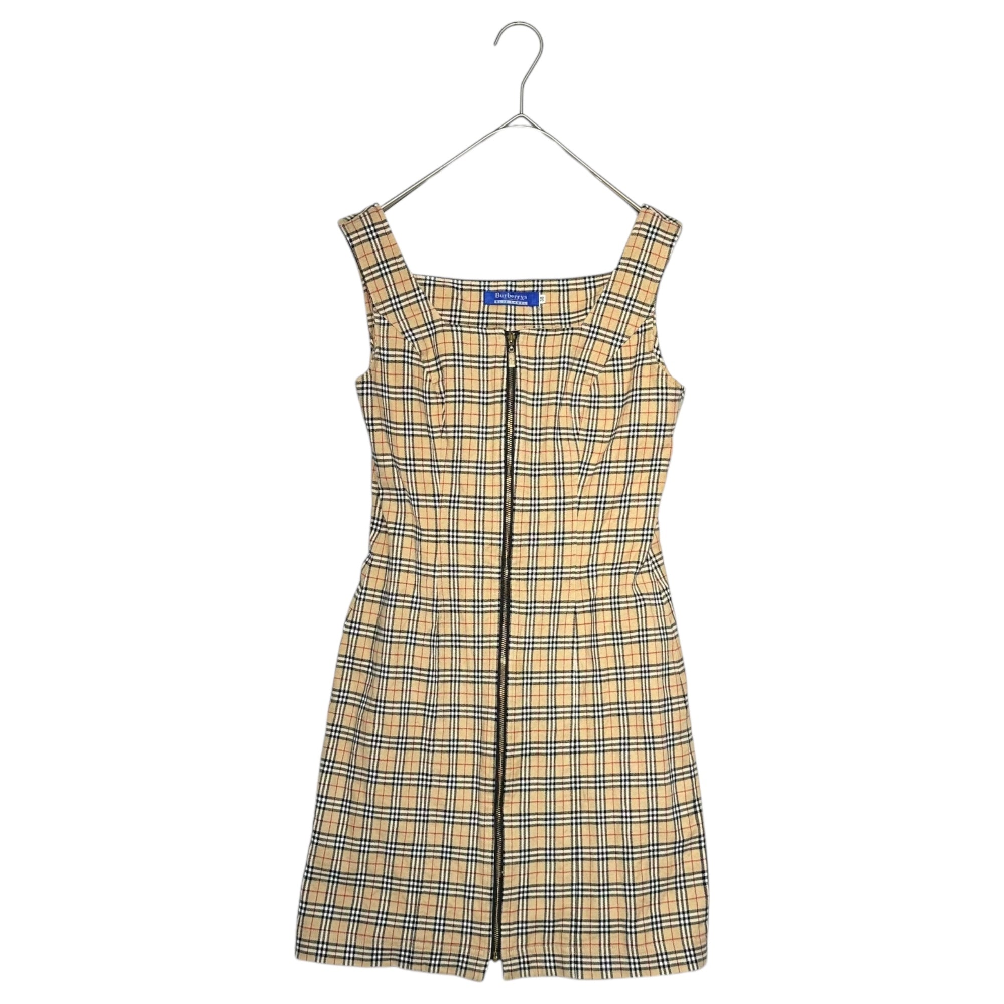 BURBERRY BLUE LABEL(バーバリーブルーレーベル) Center Zip Nova Check N/S Mini Dress センタージップ ノヴァ チェック ノースリーブ ミニ ワンピース FM532-114 38(M程度) ベージュ