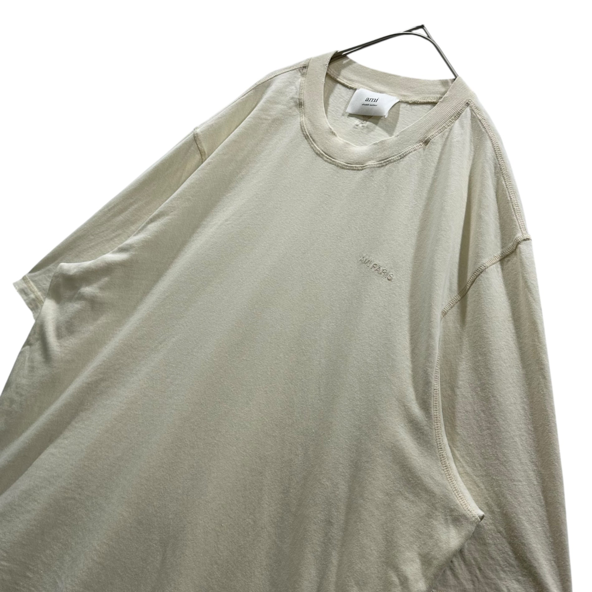 AMI PARIS(アミ パリ) Inside-Out Crew-Neck One-Point T-Shirt インサイド アウト クルーネック ワンポイント Tシャツ M アイボリー