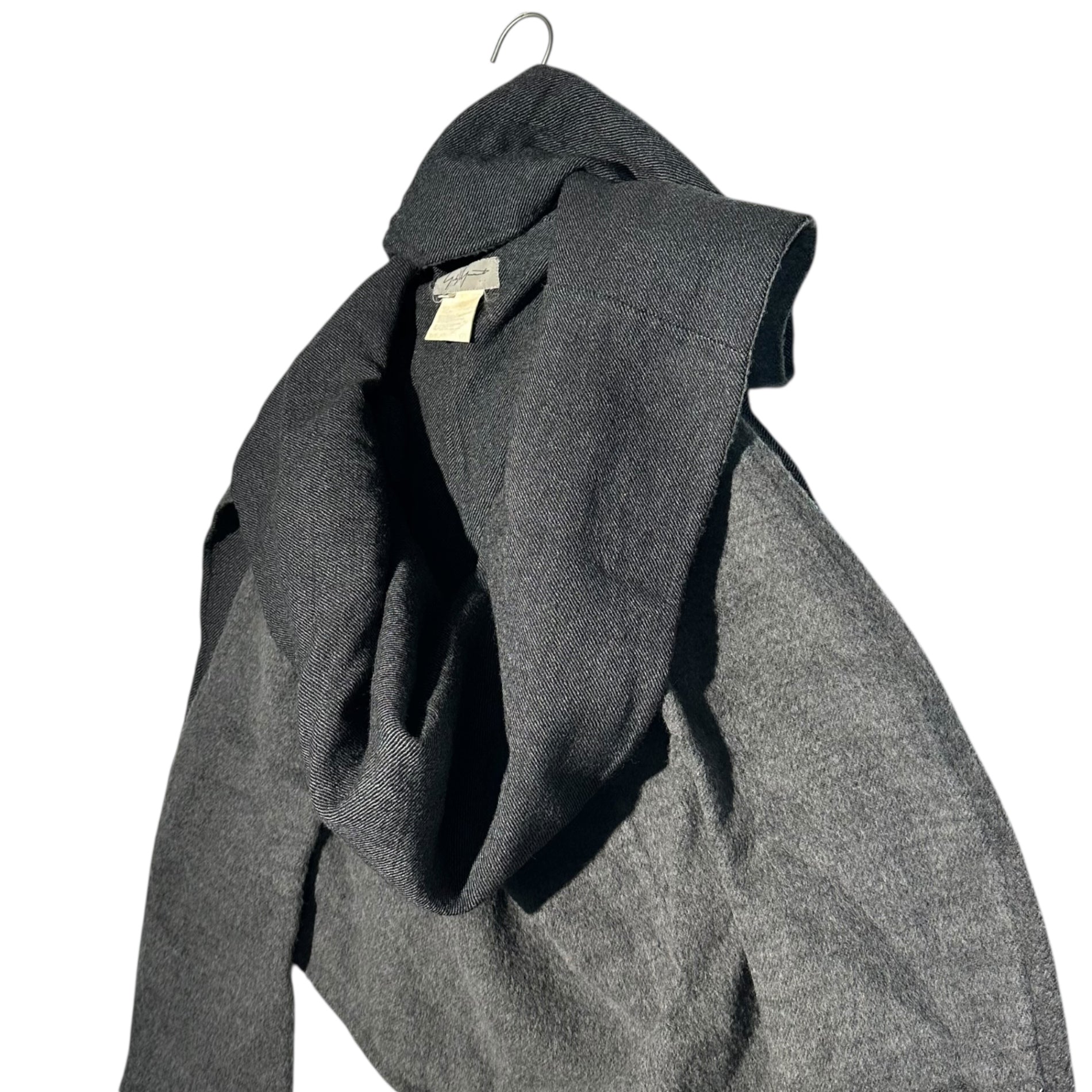 YOHJI YAMAMOTO(ヨウジヤマモト) 90's Long-sleeved wool pullover with scarf  90年代 マフラー付 長袖 ウール プルオーバー  FI-J31-109 S グレー