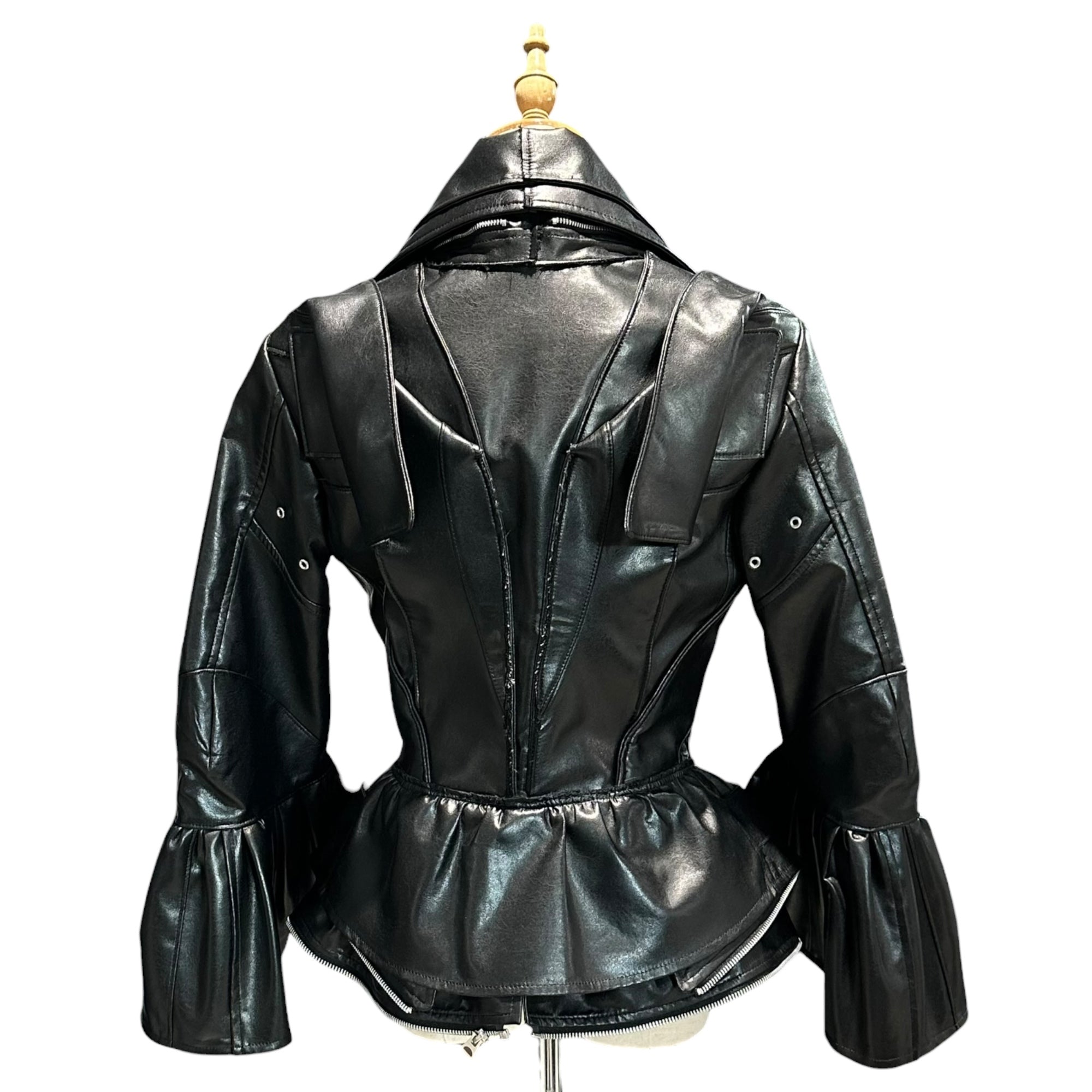 JUNYA WATANABE(ジュンヤワタナベ) 2022AW Deconstructed and Reconstructed Faux Leather Biker Jacket 解体 再構築 フェイクレザー ライダース ジャケット JJ-J054 S ブラック AD2022