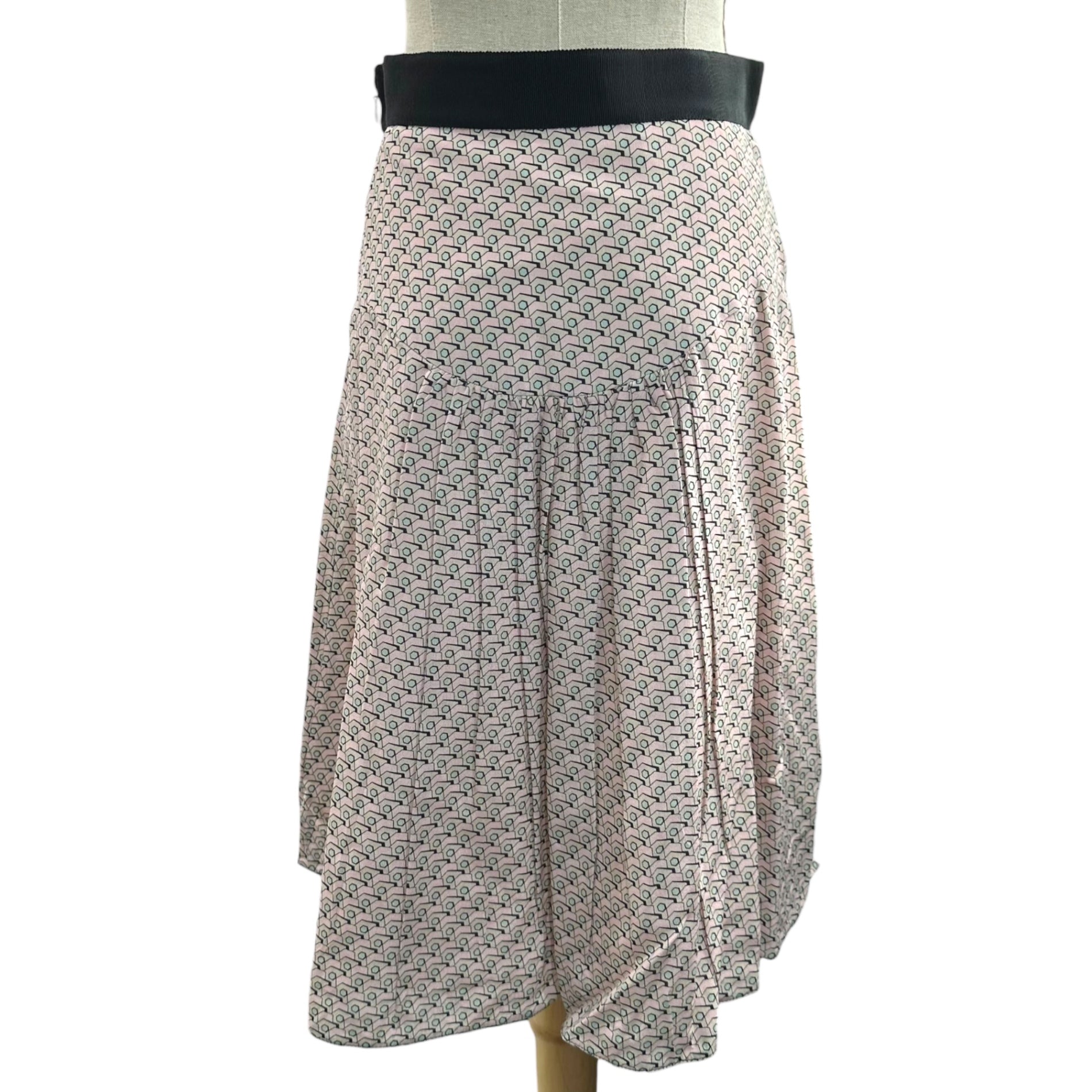 PRADA(プラダ) Pink Dot Silk print skirt シルク ピンク ドット プリント スカート 627309 ZAD90 4778 40(L程度) ピンク×ホワイト