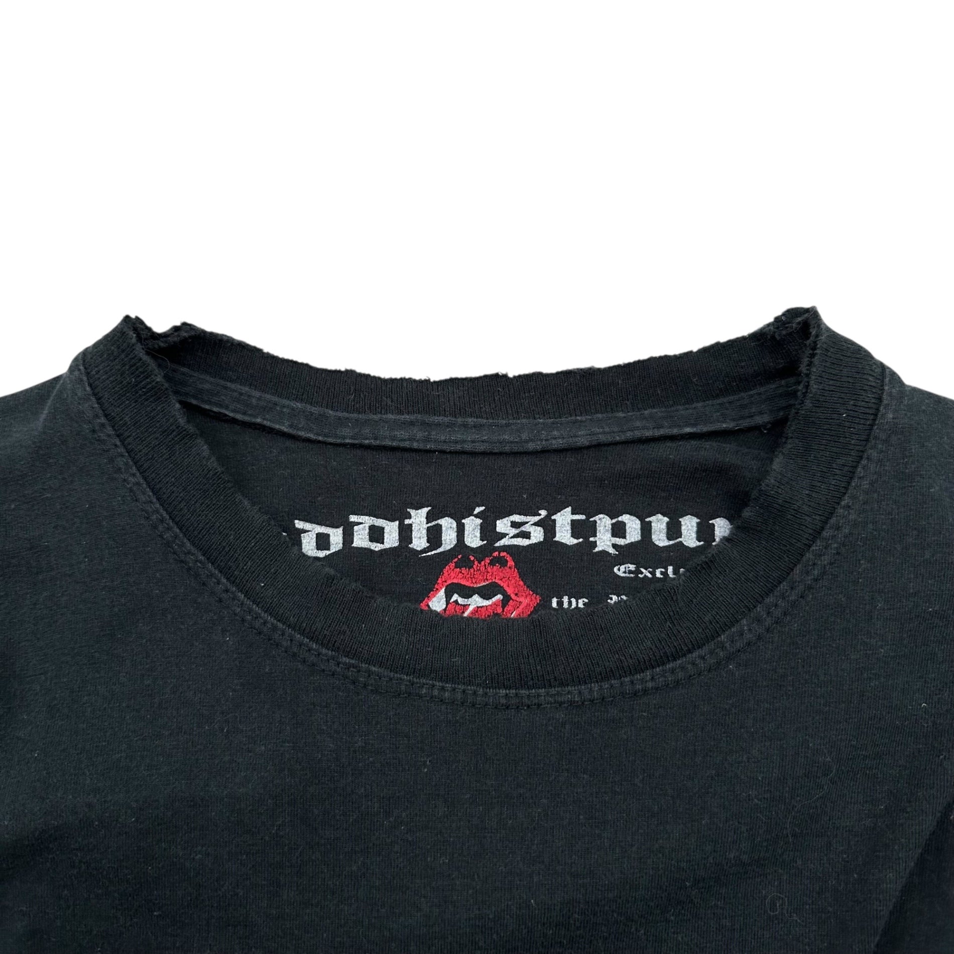 BUDDHIST PUNK(ブッディストパンク) 00's Lip and Tongue Rolling Stones Distressed T-Shirt 2000年代 リップアンドタン ローリングストーンズ ダメージ加工 Tシャツ 1(S)  ブラック×レッド 2002年