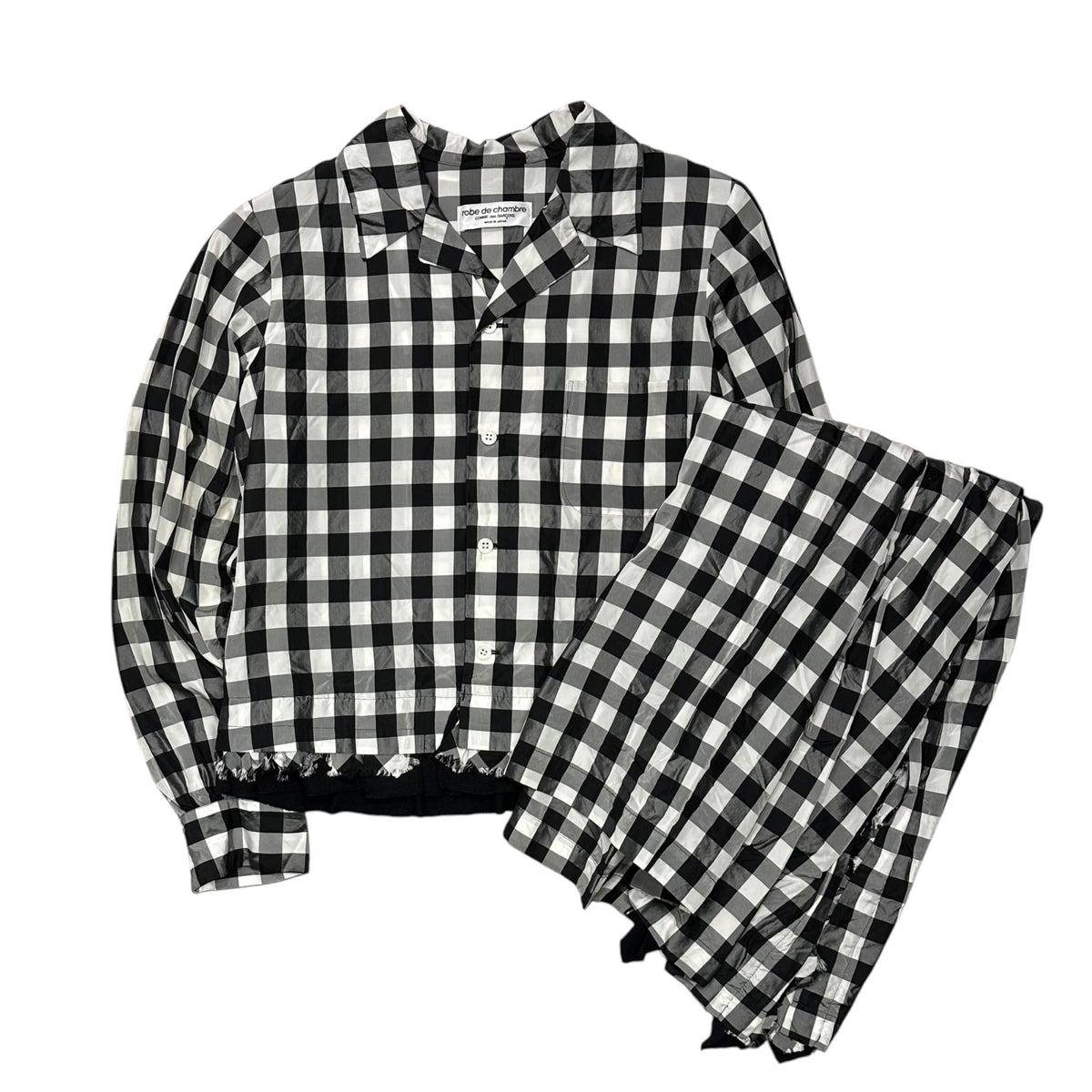 robe de chambre COMME des GARCONS(ローブドシャンブルコムデギャルソン) 2000's Gingham Check Jacket & Slit Flare Skirt ギンガムチェック ジャケット スリット フレア スカート セット TOPS:RB-040280 BOTTOMS:RS-040350 FREE ホワイト×ブラック AD2000 00s アーカイブ セット販売