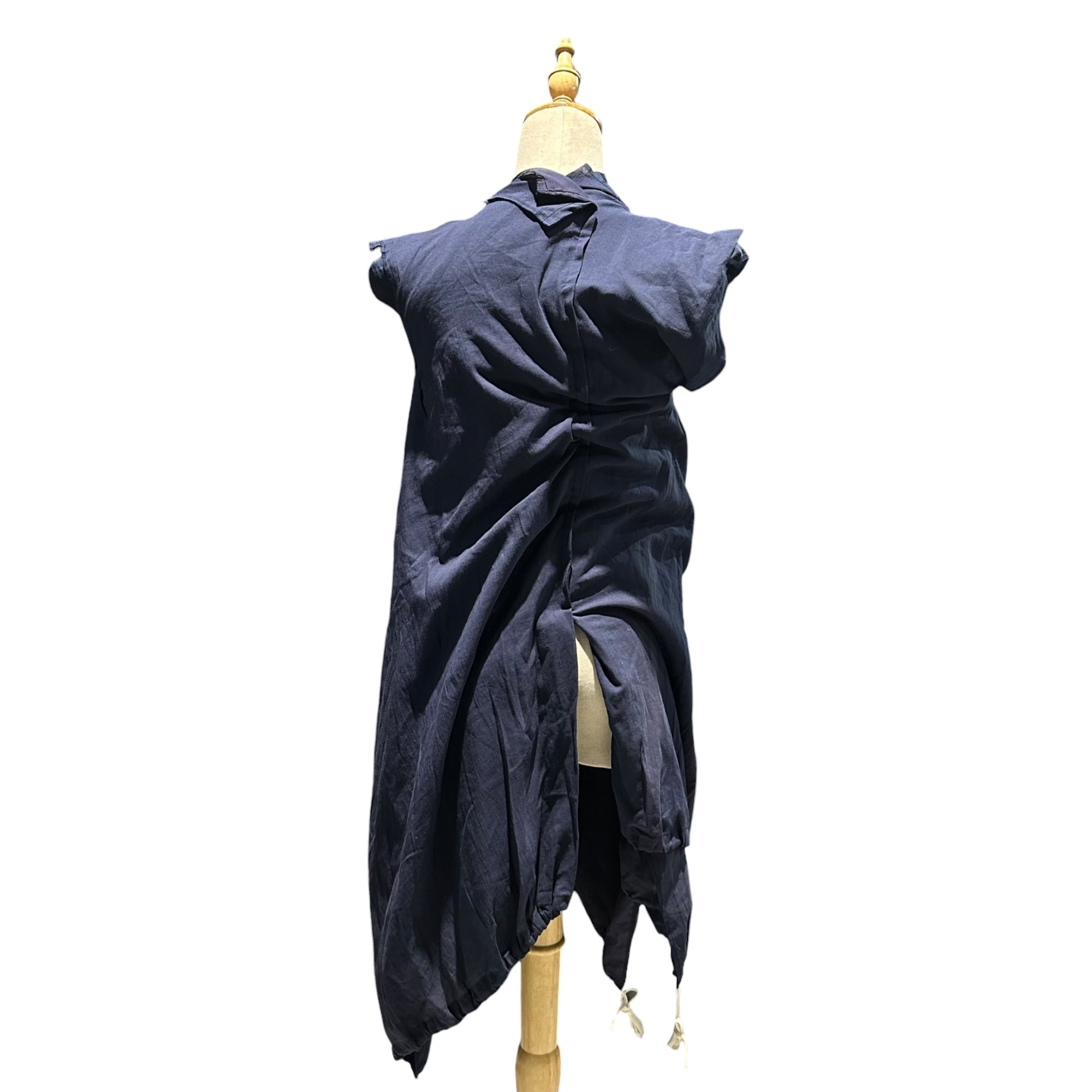COMME des GARCONS(コムデギャルソン) 2008SS Hem Drawstring Layered Sleeveless Dress 裾 ドローコード レイヤード スリーブレス ワンピース GA-O007 SS ネイビー AD2007