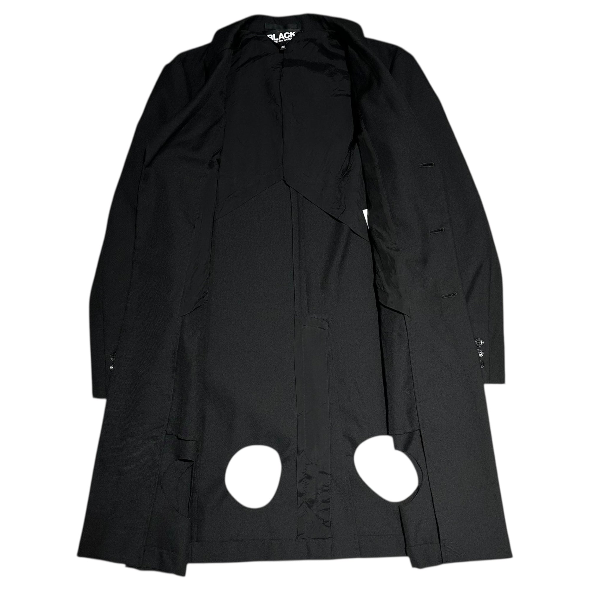 BLACK COMME des GARCONS(ブラックコムデギャルソン) 19SS Hem with Eyelet Details Long Jacket 裾 穴加工 ロング ジャケット 1C-J010 M ブラック AD2018