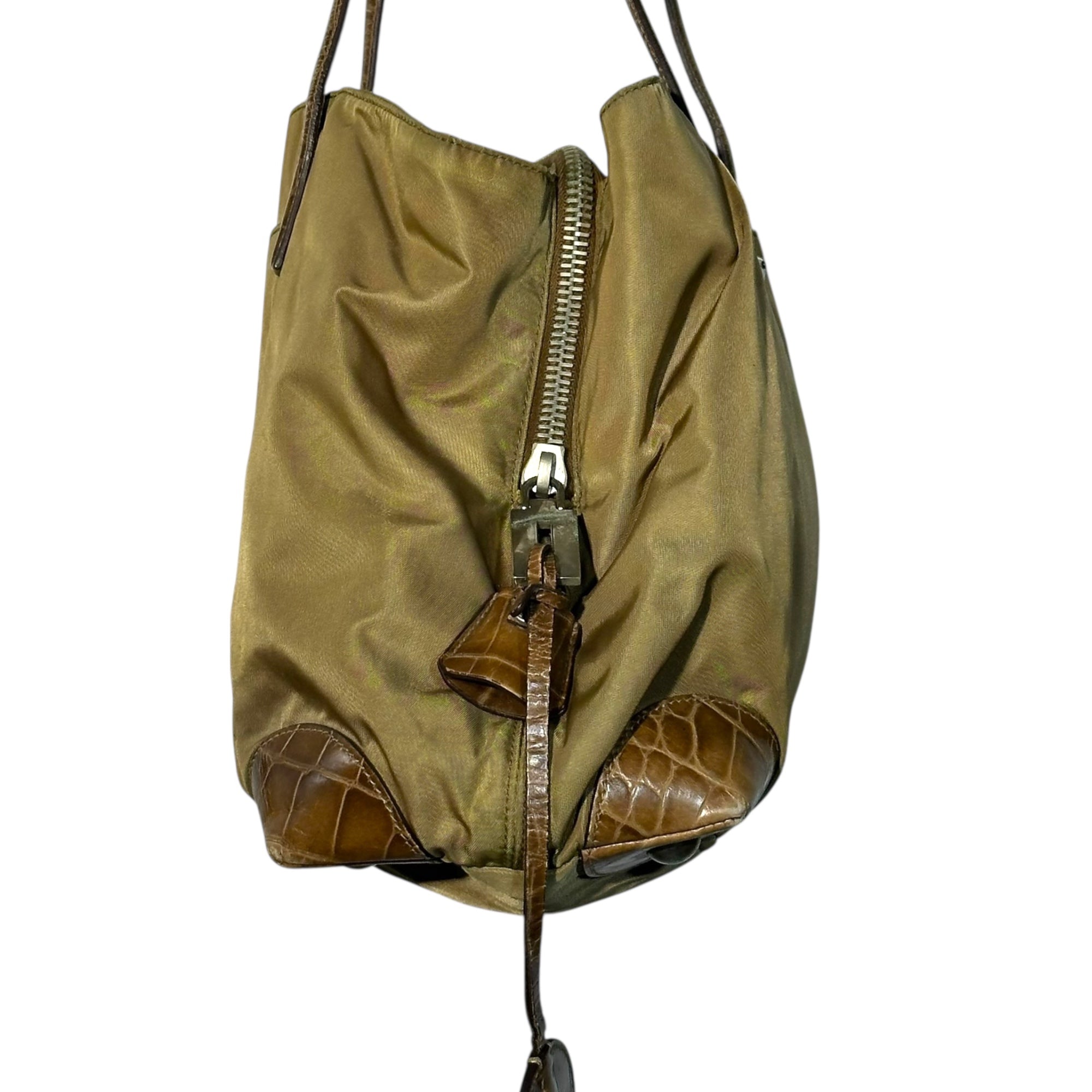 PRADA(プラダ) Crocodile Embossed Leather Nylon Tote Bag クロコ 型