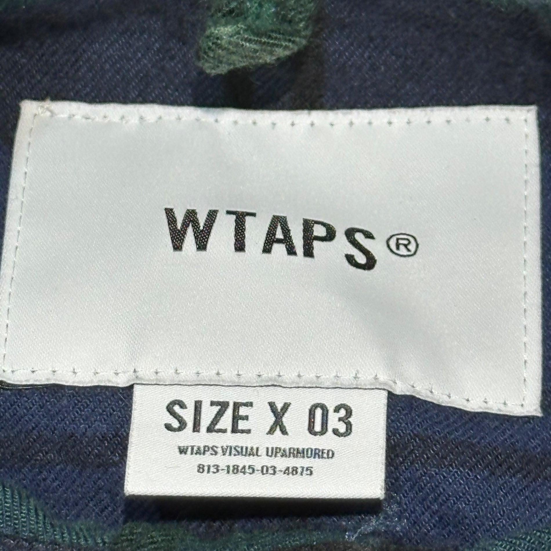 WTAPS(ダブルタップス) 22AW Deck LS Cotton. Flannel. Textile. Crst "Green" フランネル チェック シャツ 222TQDT-SHM01 03 ネイビー×グレー