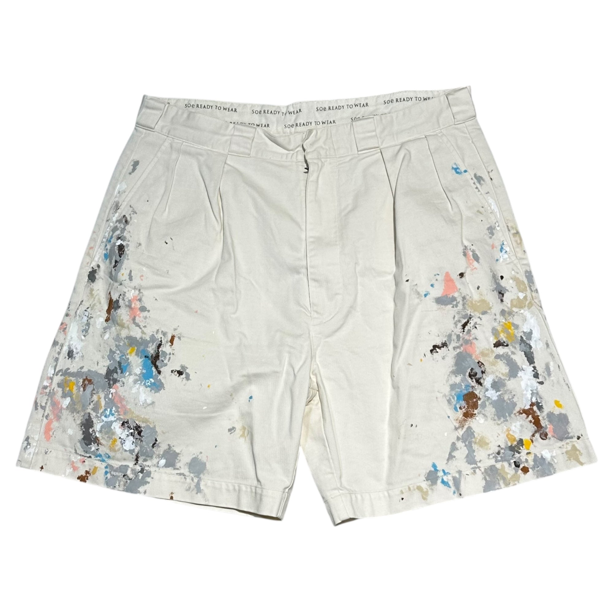 SOE(ソーイ) Painter Shorts ペインター ショーツ 1201-60-011 1(S程度) ホワイト ハーフ ショート ペンキ SOE READY TO WEAR ボロ