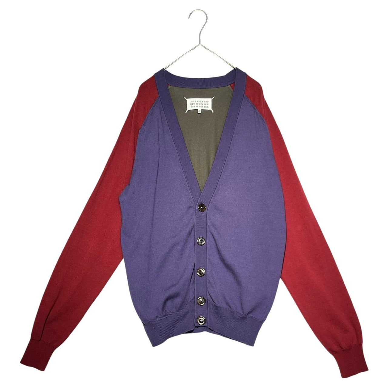 Maison Martin Margiela(メゾン マルタンマルジェラ) 15SS Multicolor V-neck cardigan マルチカラー Vネック カーディガン S50HA0576 S パープル×レッド×ブラウン ニット