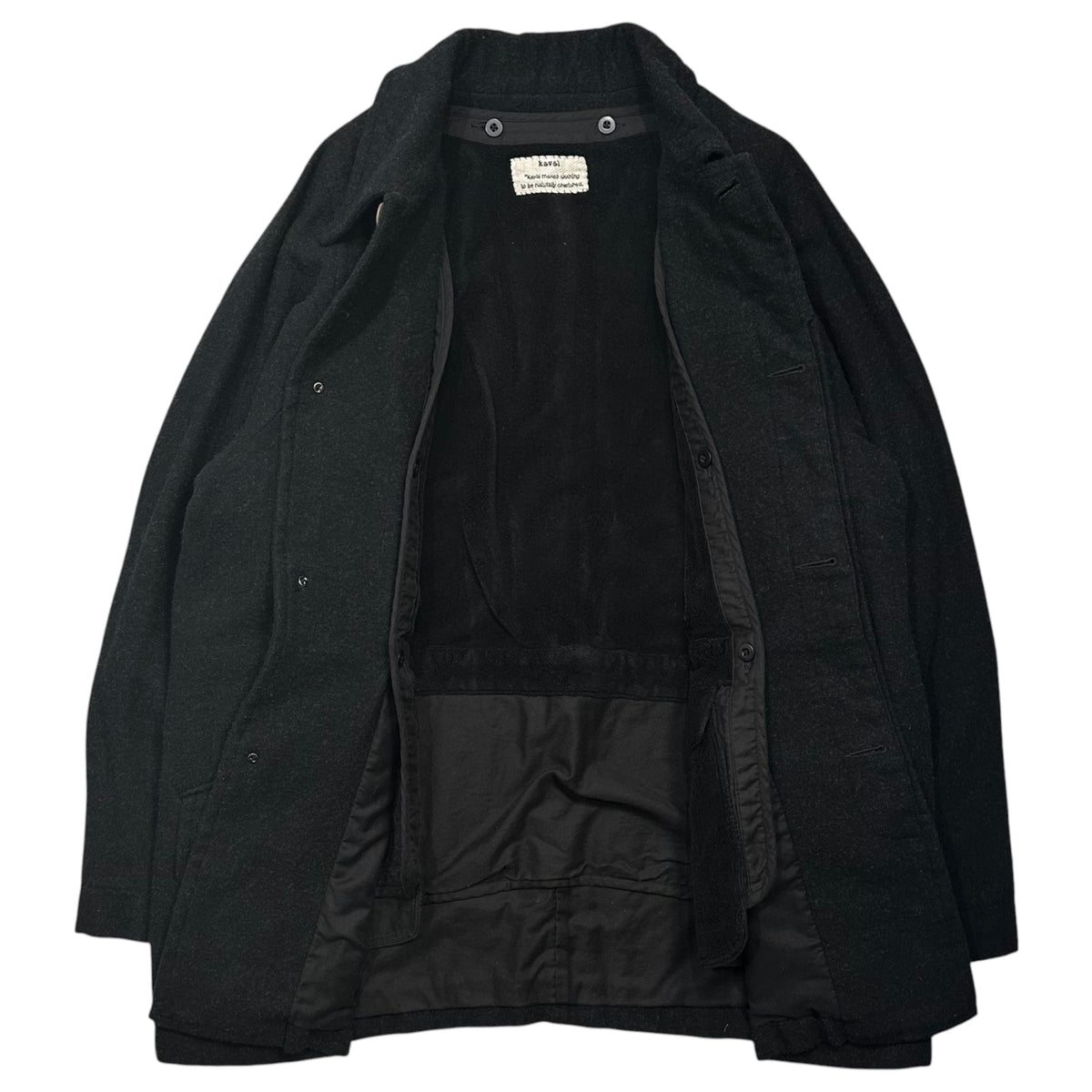 kaval(カヴァル) Wo/Li Short Coat ウール リネン ライナー付 ショート コート L ブラック