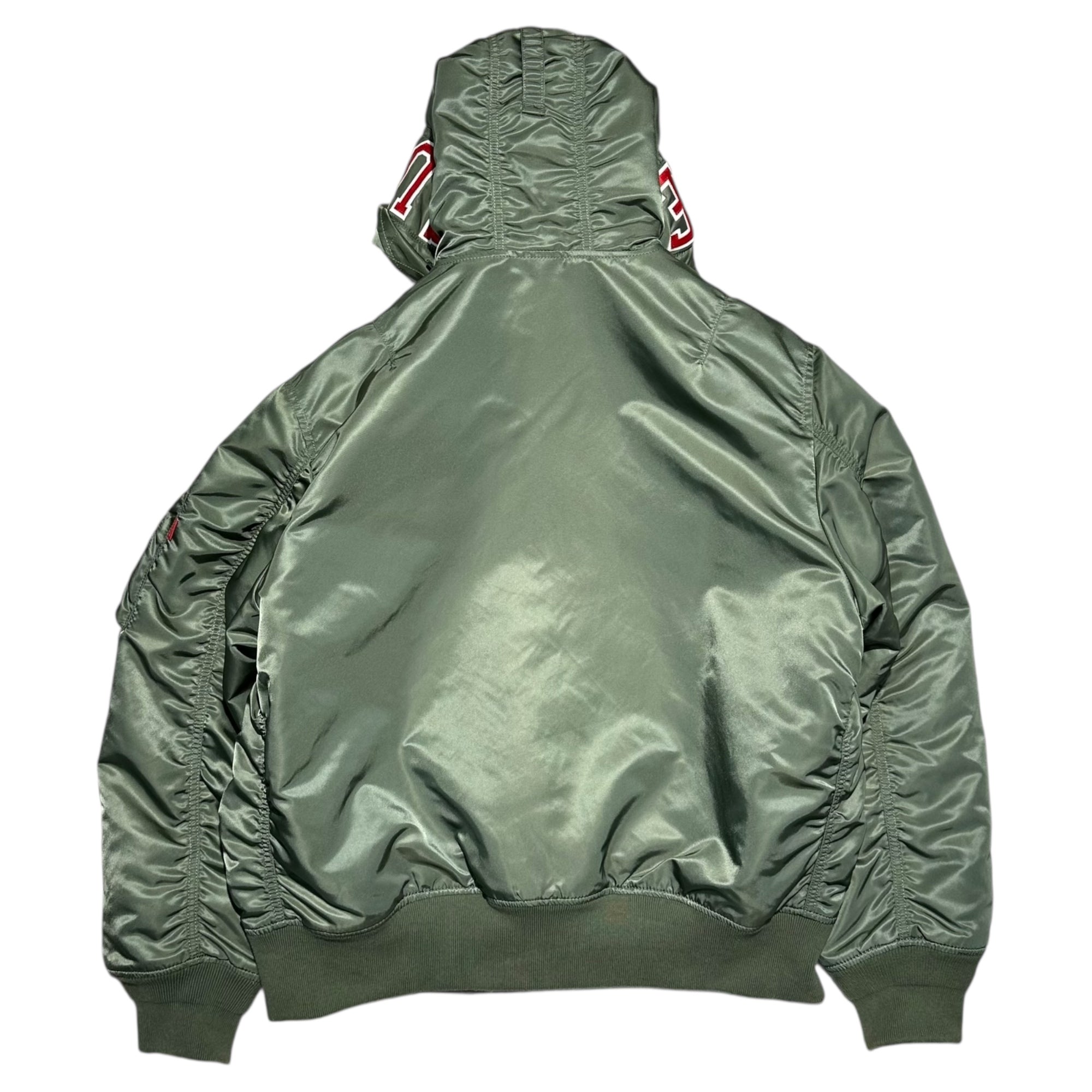 SUPREME(シュプリーム) 21AW Hooded MA-1 フーデット ミリタリー ボンバー ジャケット L オリーブ 21FW ロゴ フライト