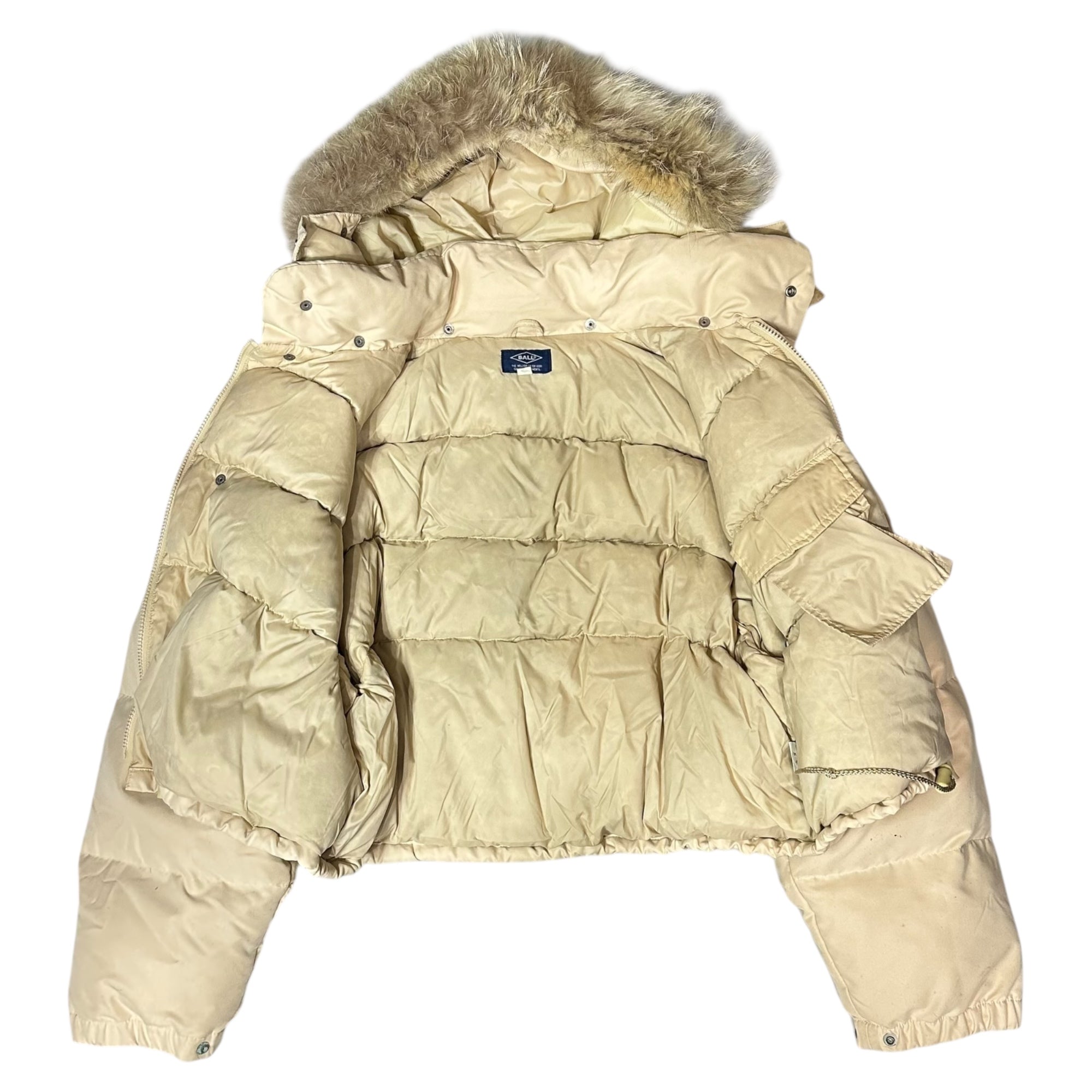 BALL by M&FG(ボール マリテフランソワジルボー) 90's ARCHIVE Fur-Hooded Short-Length Down Jacket アーカイブ ファー フーデッド ショート丈 ダウン ジャケット 48(M-L程度) ベージュ 推定90年代 ヴィンテージ