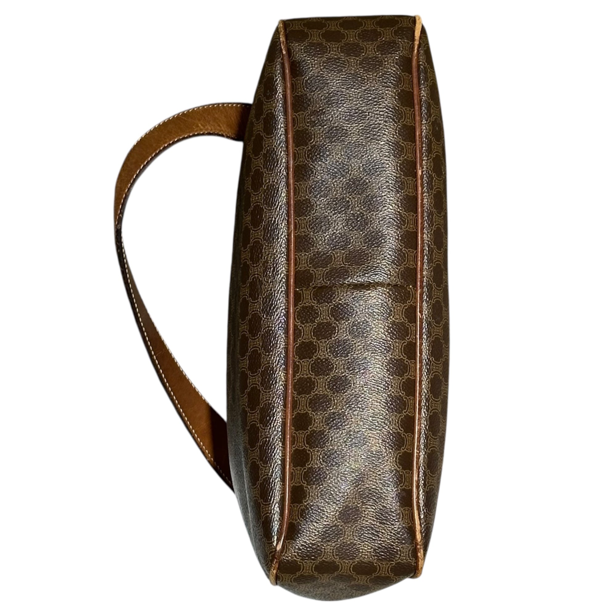 CELINE(セリーヌ) Triumph Turnlock Macadam Pattern Hobo Bag トリオンフ ターンロック マカダム柄 ホーボー バッグ ブラウン ヴィンテージ OLD オールド ワンショルダー ハンド