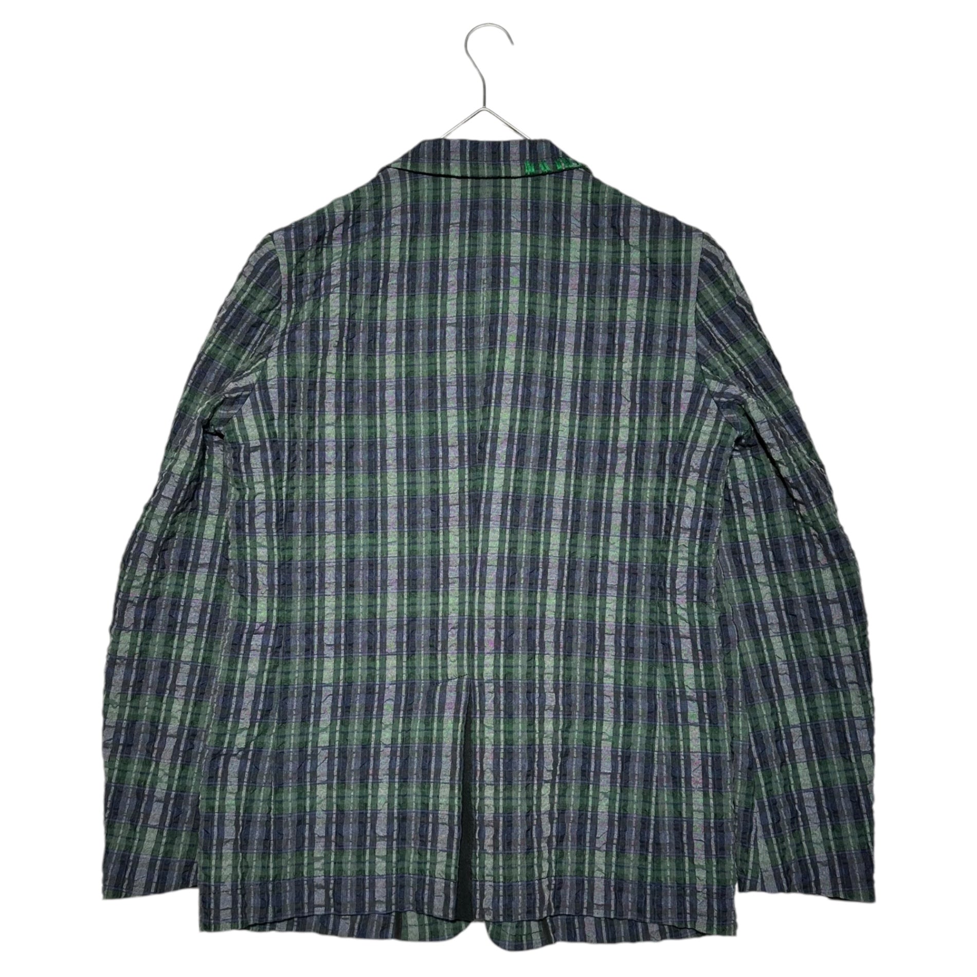 sacai(サカイ) 17SS Seersucker check 3B jacket シアサッカー チェック 3B テーラード ジャケット 17-01338M 1 ネイビー×グリーン