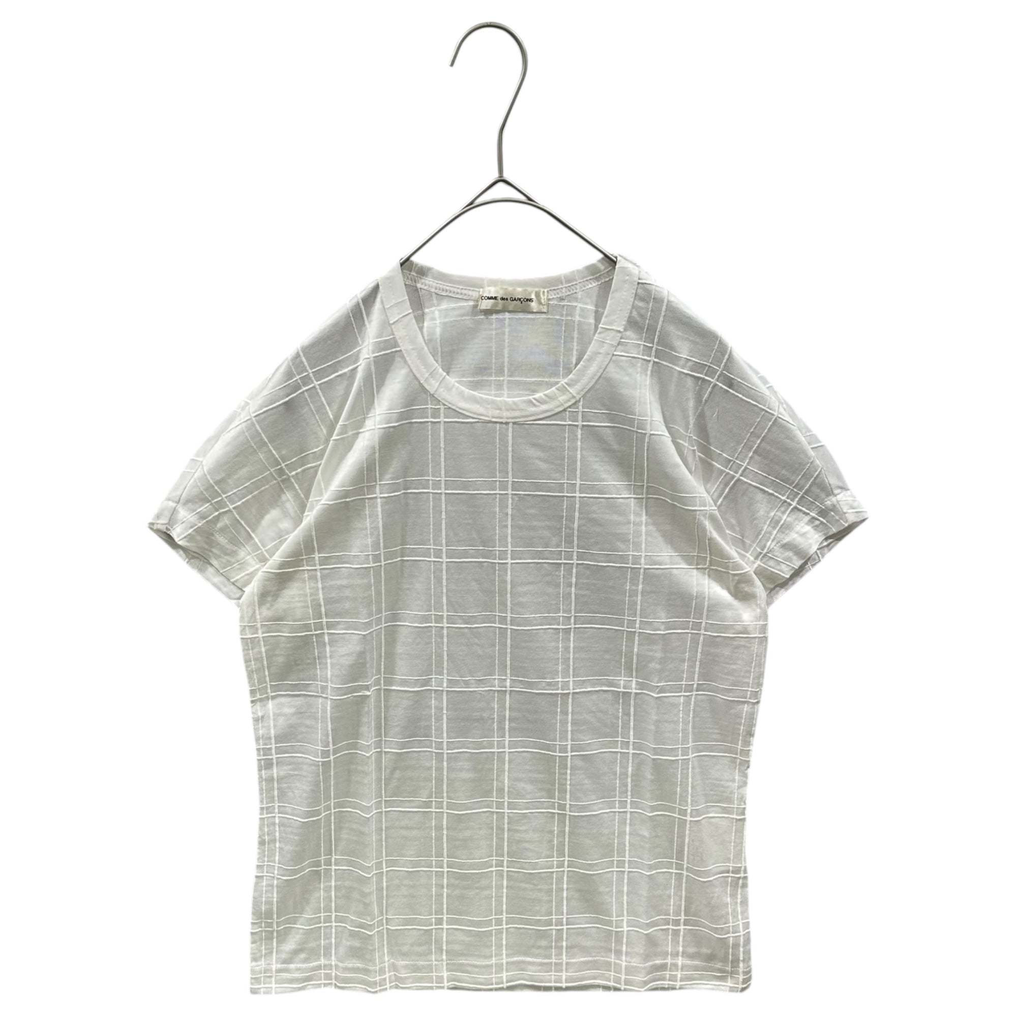 COMME des GARCONS(コムデギャルソン) 1999SS Check Embroidery Cotton T-shirt チェック 刺繍 コットン Tシャツ GT-100090 表記無(S程度) ホワイト AD1998