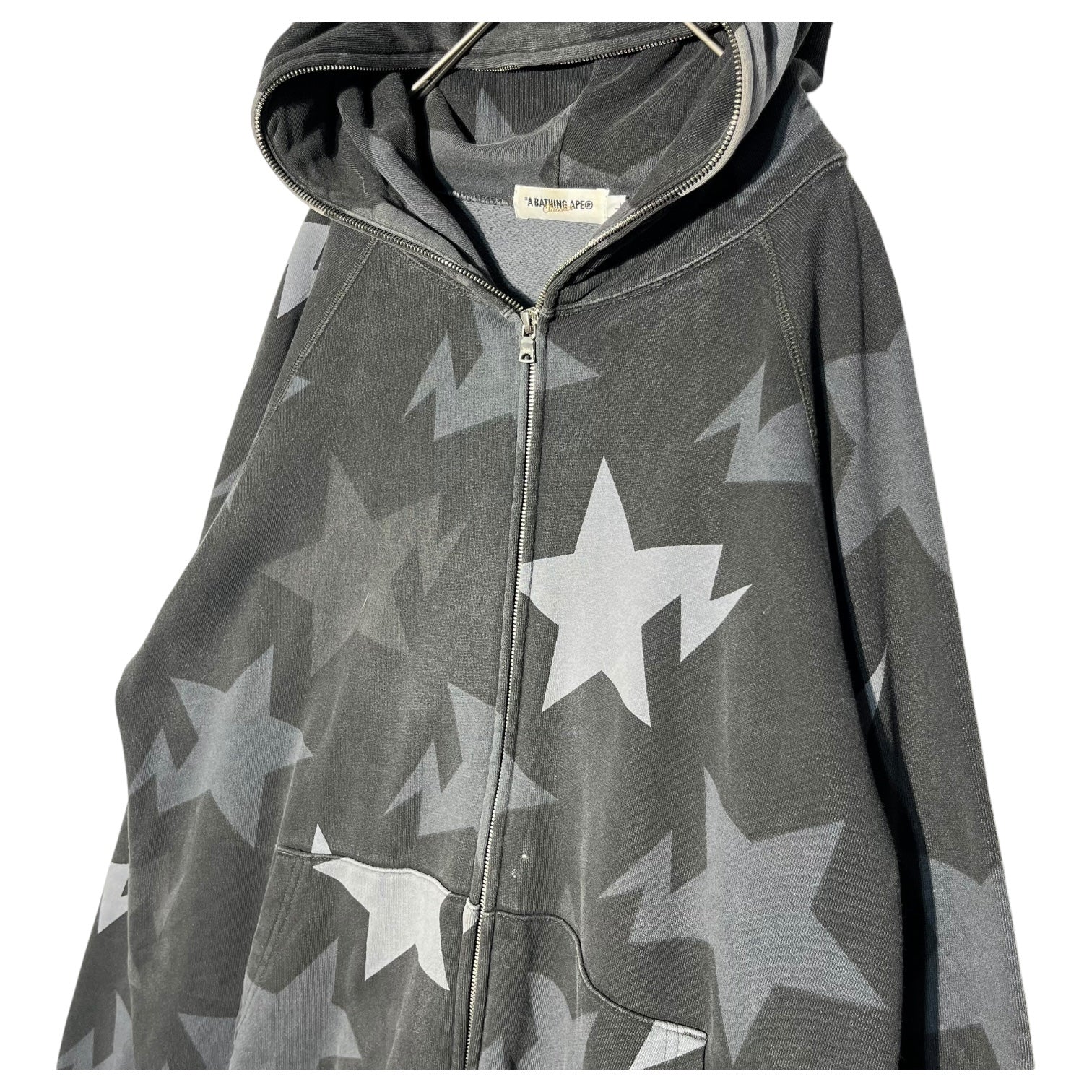 A BATHING APE(アベイシングエイプ) 00's BAPESTA ZIP HOODY ベイプスタ ジップ フーディ パーカー L ブラック×グレー