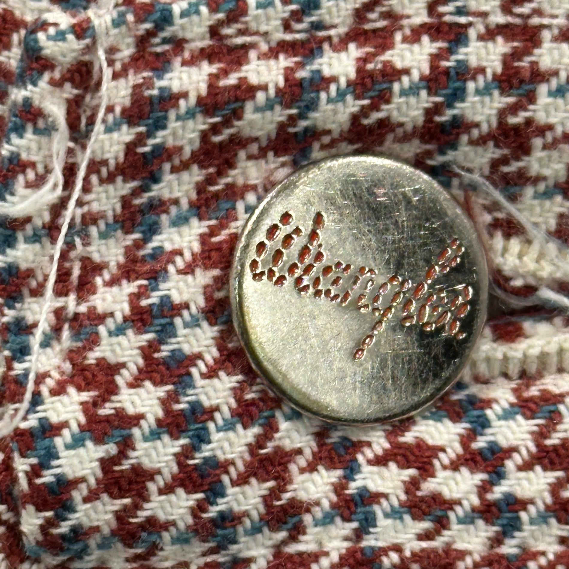 WRANGLER(ラングラー) 70～80's Fine houndstooth checkered slacks with a center crease ミクロ 千鳥柄 センタープレス スラックス パンツ 31 レッド IDEALジップ Wrangler刻印
