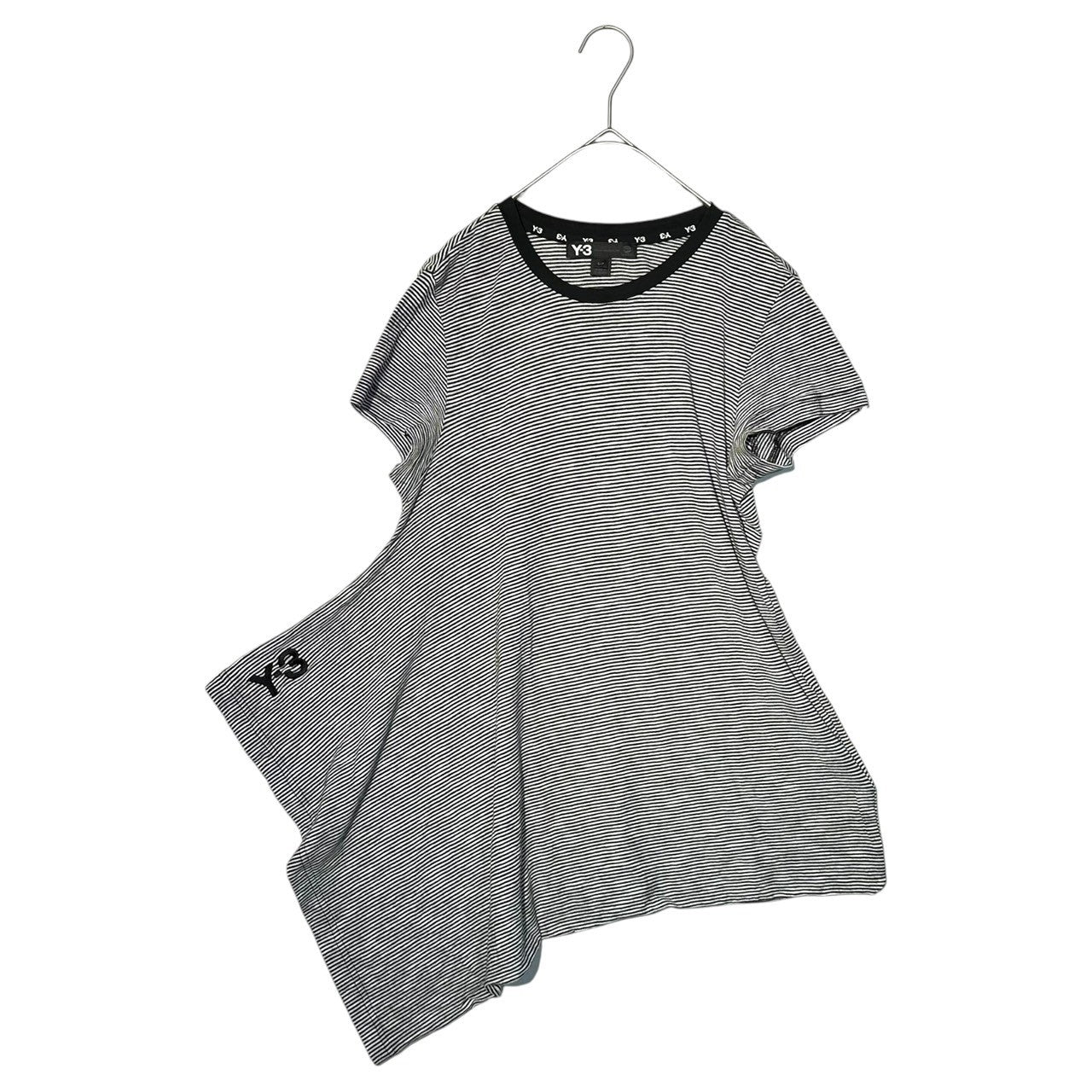 Y-3(ワイスリー) Distorted Border S/S Tee 変形 ボーダー 半袖 Tシャツ E57699 S ホワイト×ブラック