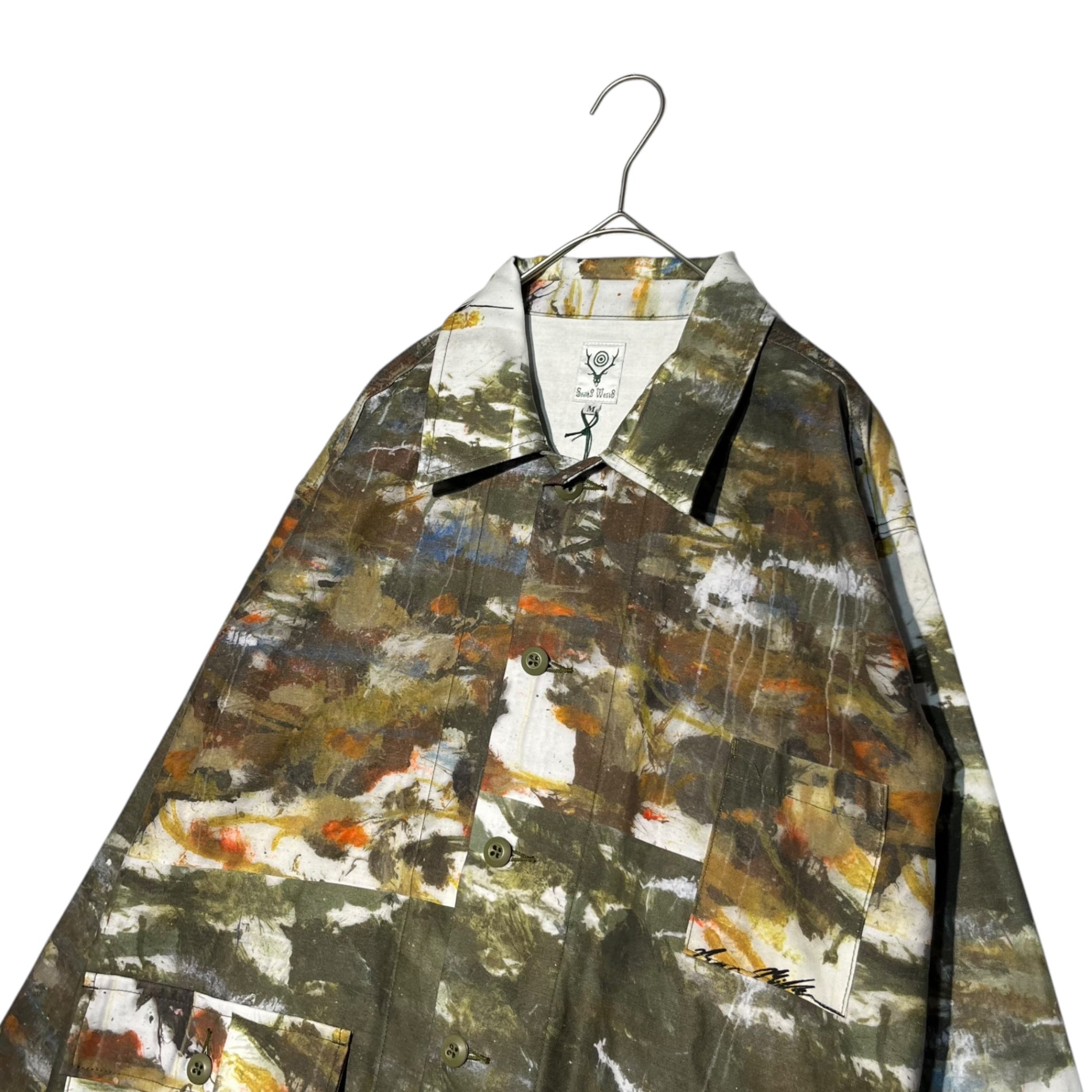 South2 West8 S2W8(サウス2ウエスト8) 22AW HUNTING SHIRT COTTON BACK SATEEN/PAINTING PT. ハンティング シャツ LQ826 M カーキ ジャケット カバーオール