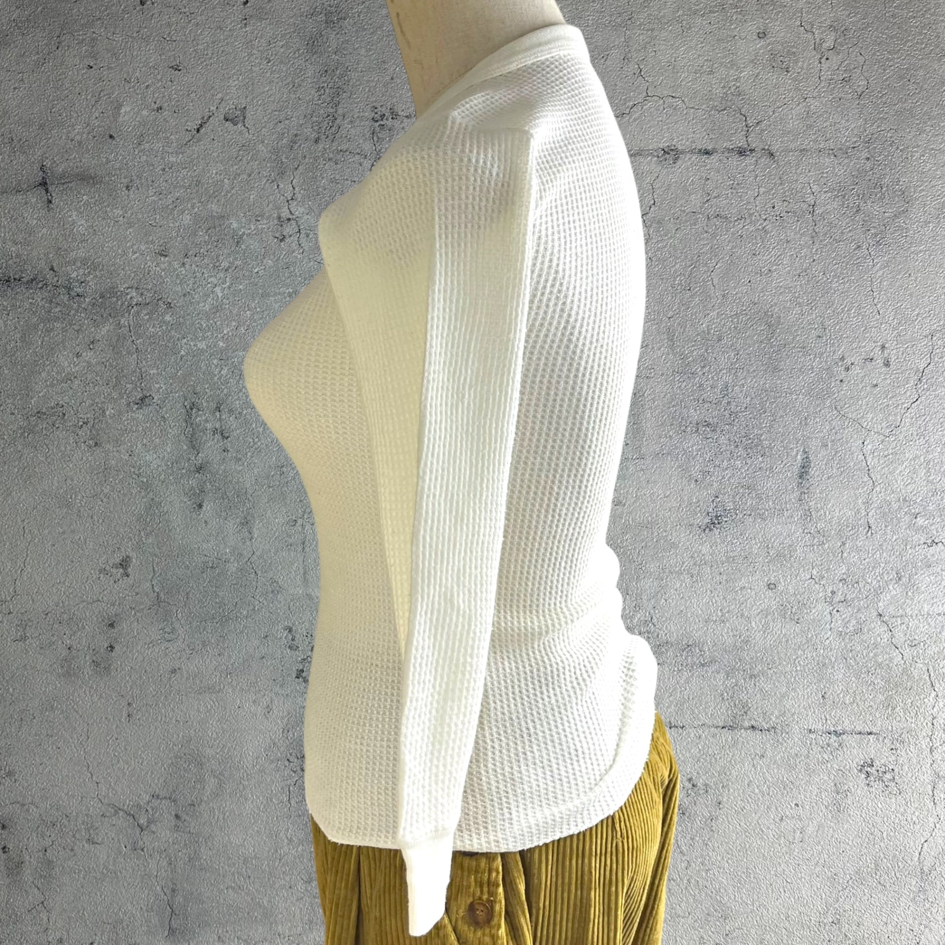 VINTAGE(ヴィンテージ) 90’ US vintage thermal cut and sew サーマルカットソー S~M程度/前身頃に若干のシミ有 ホワイト