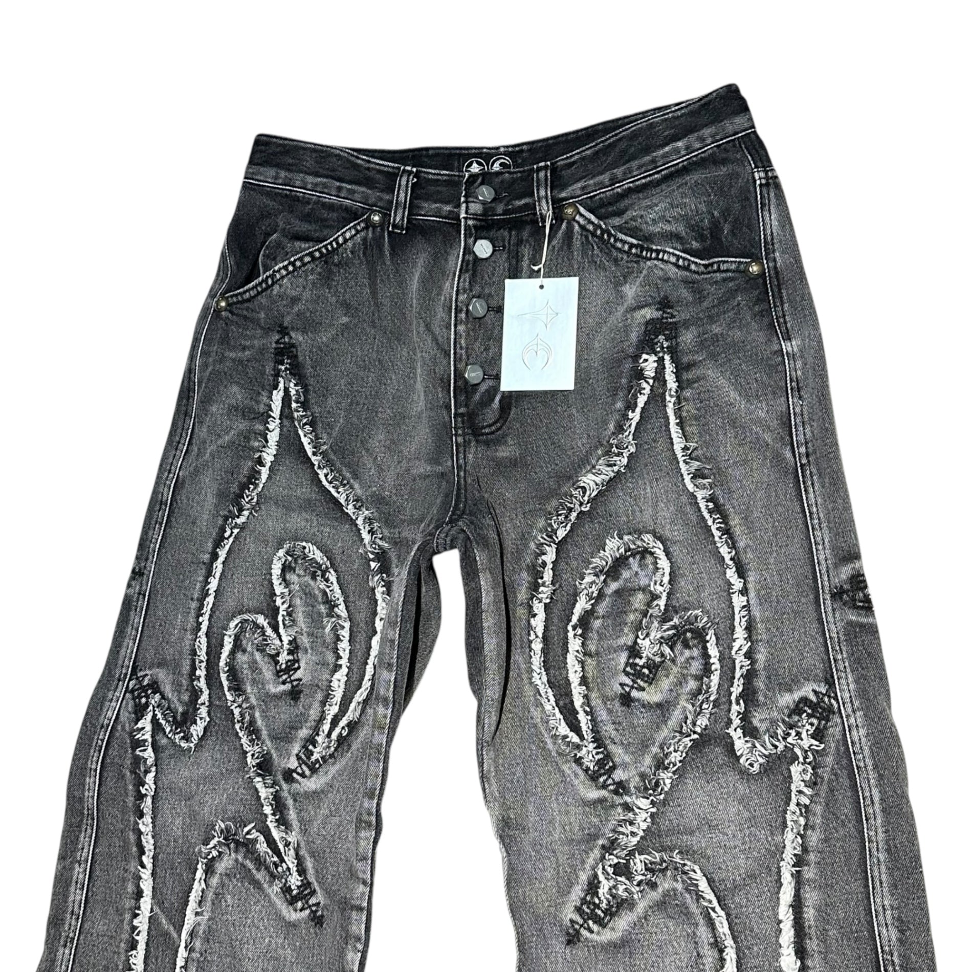 THUG CLUB(サグクラブ) 23AW Tribal Denim Pants トライバル デニム パンツ TC23PT0702 3 ブラック ワイド 国内正規品