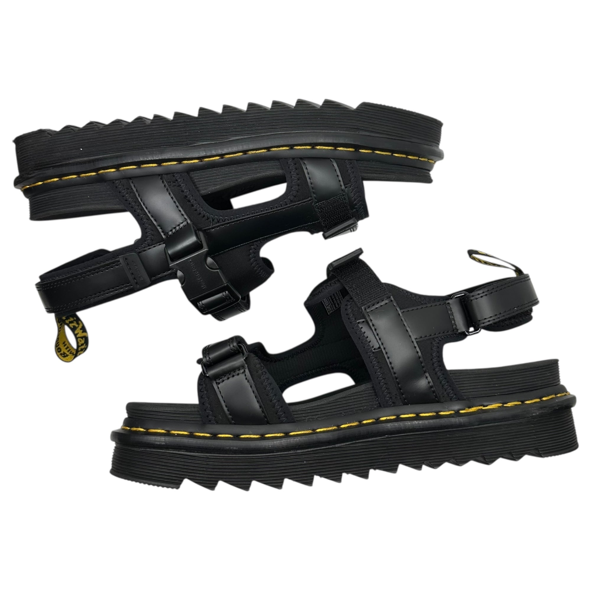 DR.MARTENS×Y's(ドクターマーチン×ワイズ) FORSTER ZEB Y's フォースター シャークソール レザー ストラップ サンダル YW-E01-700 Men's US9(27cm) ブラック コラボ