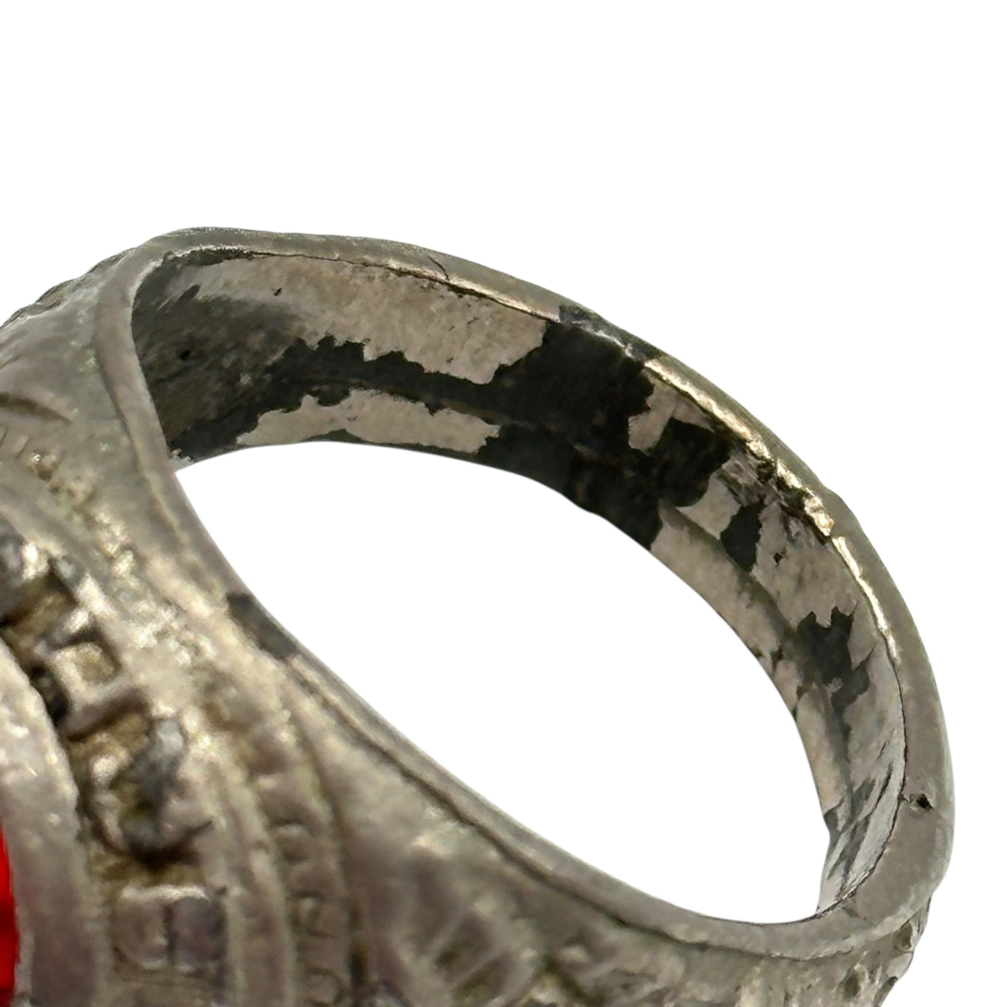 Uncas Manufacturing(アンカス マニュファクチャリング) 50～60's Red Glass Stone Eagle College Ring レッド ガラス石 イーグル カレッジ リング 20号程度 シルバー×レッド US ARMY