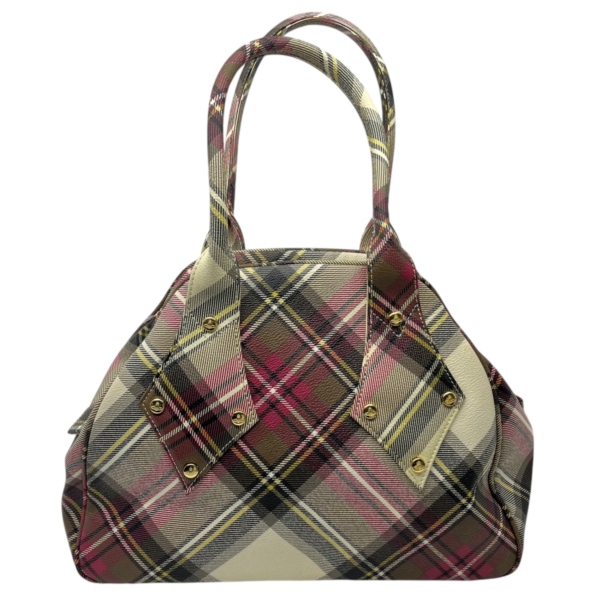 Vivienne Westwood(ヴィヴィアンウエストウッド) Plaid Yasmin Handbag チェック柄 ヤスミン ハンド バッグ アイボリー×レッド