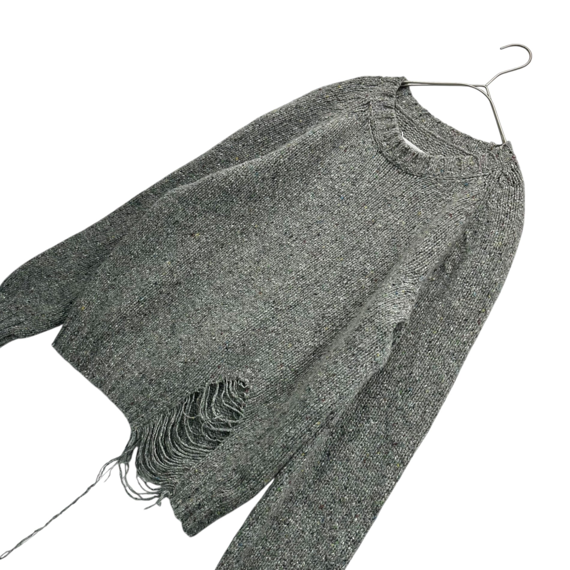MAISON MARGIELA(メゾンマルジェラ) 19AW Destroy Crewneck Knit デストロイ クルーネック ニット S50GP0176 S グレー ミックス ダメージ加工