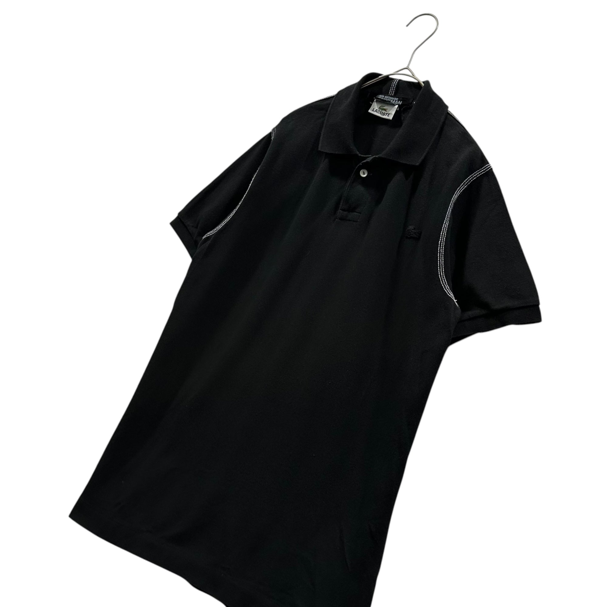 COMME des GARCONS JUNYA WATANABE MAN × LACOSTE(コムデギャルソンジュンヤワタナベマン × ラコステ) 2006SS Dye-Sublimated White-Stitched Polo Shirt 製品染め ホワイトステッチ ポロシャツ WQ-T012 S ブラック×ホワイト AD2005