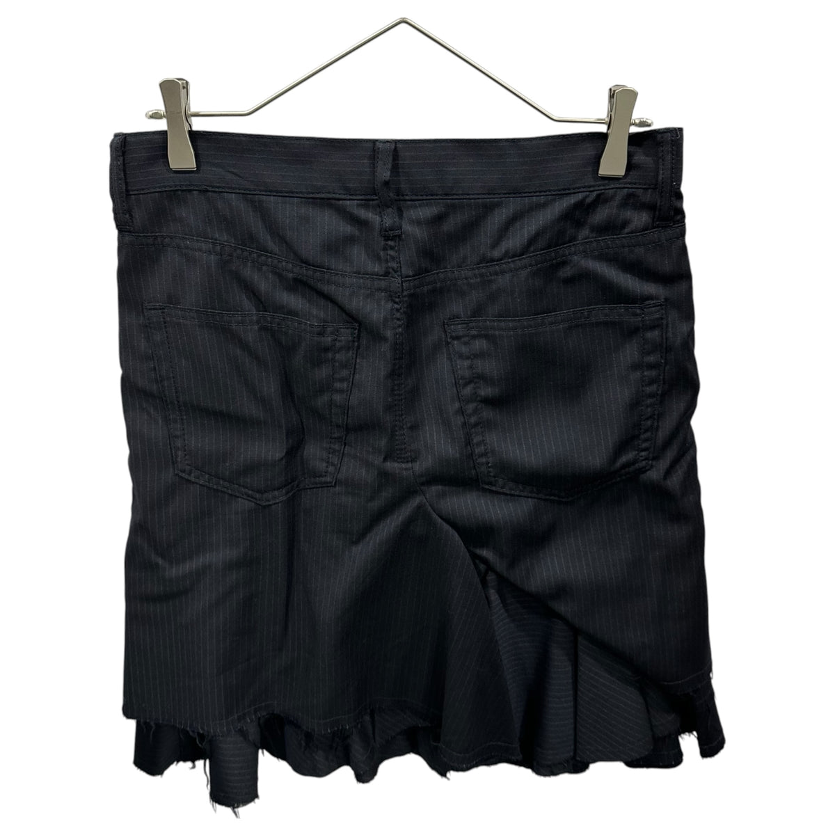 COMME des GARCONS JUNYA WATANABE MAN PINK(コムデギャルソンジュンヤワタナベマンピンク) 2005AW Ragged-Edge Stripe Skirt Set カットオフ加工 ストライプ スカート セットアップ JKT:UP-J001 BOTTOMS:UP-S006 JKT:S BOTTOMS:M ネイビー AD2005