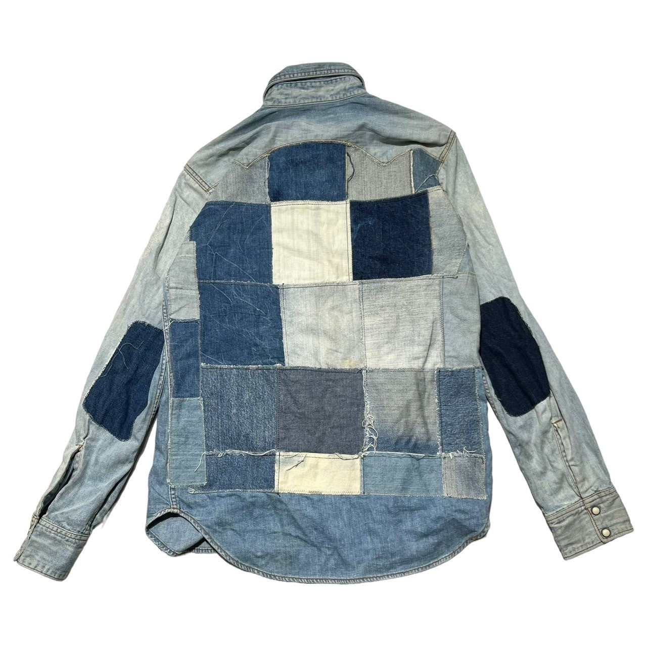 BLUE BLUE(ブルーブルー) 00's denim patchwork shirt デニム パッチワーク シャツ 2(M) インディゴ