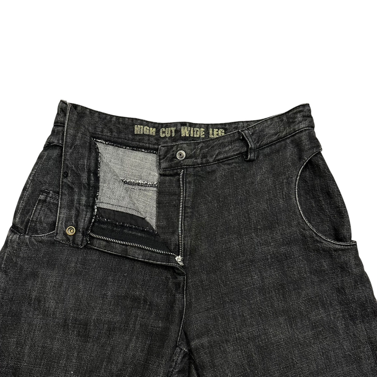 Maison Martin Margiela(メゾン マルタンマルジェラ) 2003SS Circular Pocket Wide Flare Denim Pants サークル ポケット ワイド フレア デニム パンツ 632P10487875 42 ブラック 00's 本人期 MM6