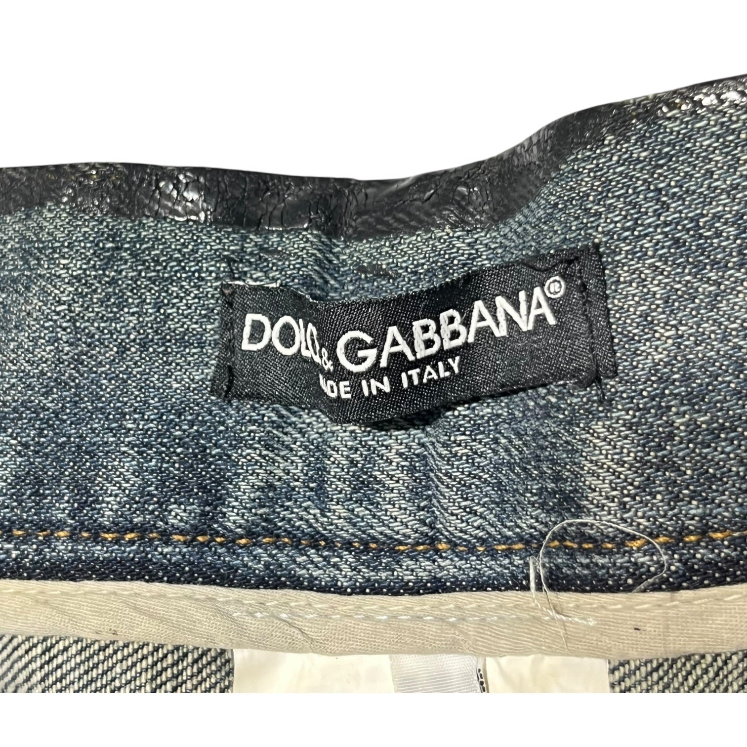 DOLCE&GABBANA(ドルチェ&ガッバーナドルガバ) 00's Archive back plate logo coated denim pants アーカイブ バック プレート ロゴ コーティング デニム パンツ G3012D G8000 44(S程度) ブラック Y2K