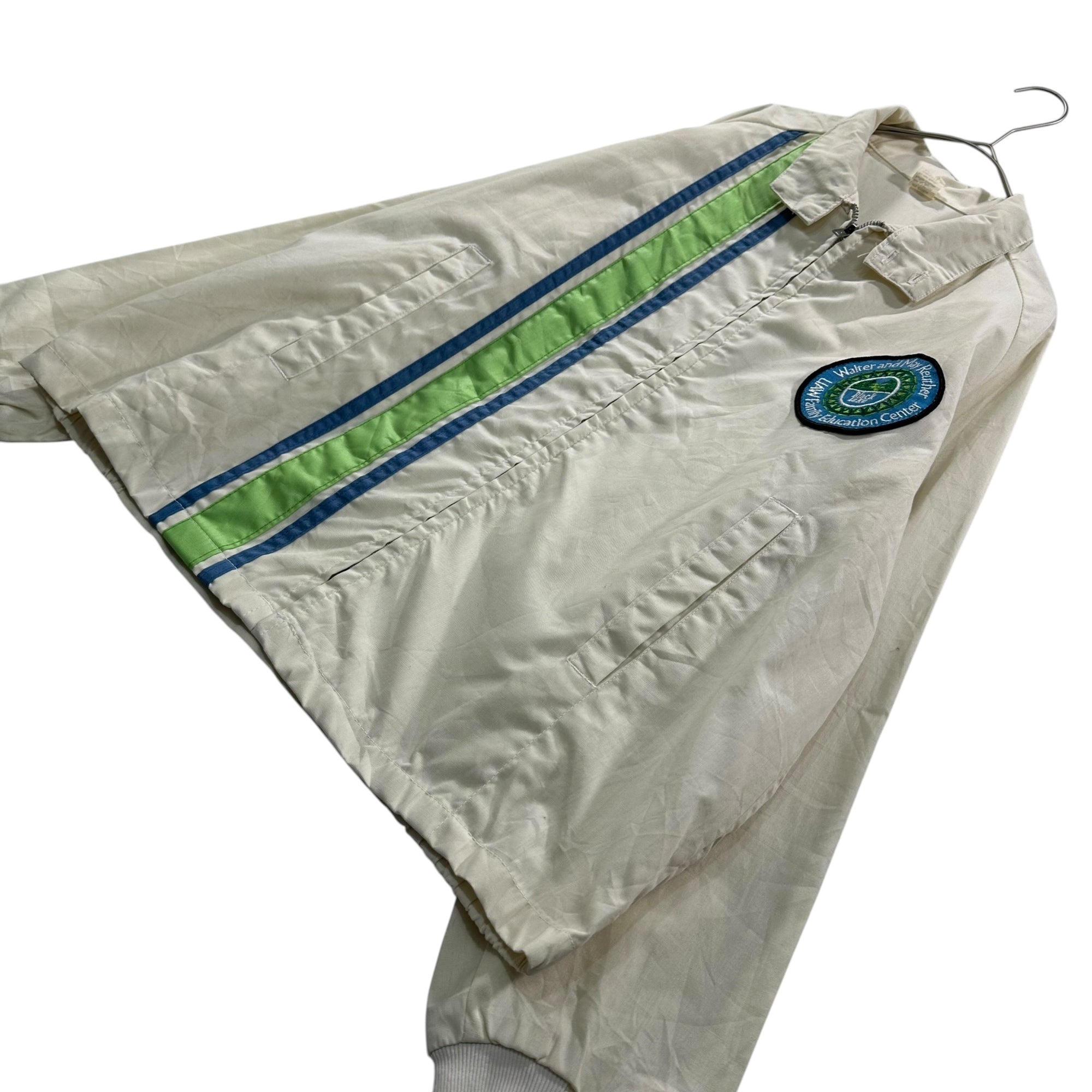 VINTAGE(ヴィンテージ) 90's Cotton-Polyester Zip-Up Jacket 90年代 コットン ポリ ジップアップ ジャケット WPL8501 L オフホワイト×グリーン×ブルー