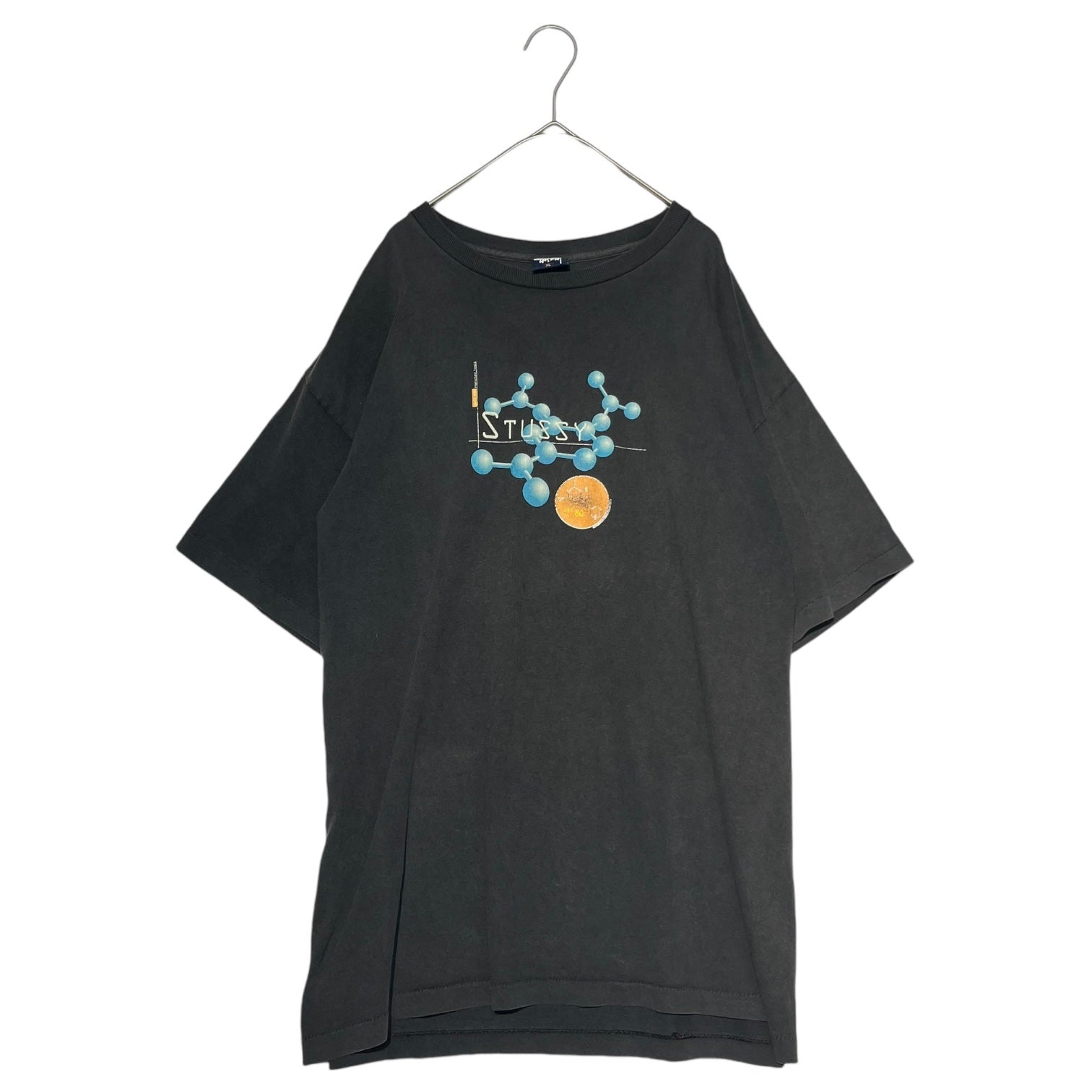 STUSSY(ステューシー) 90's Elemental Graphic Vintage T-Shirt 元素 グラフィック ヴィンテージ Tシャツ XL ブラック 紺タグ USA製