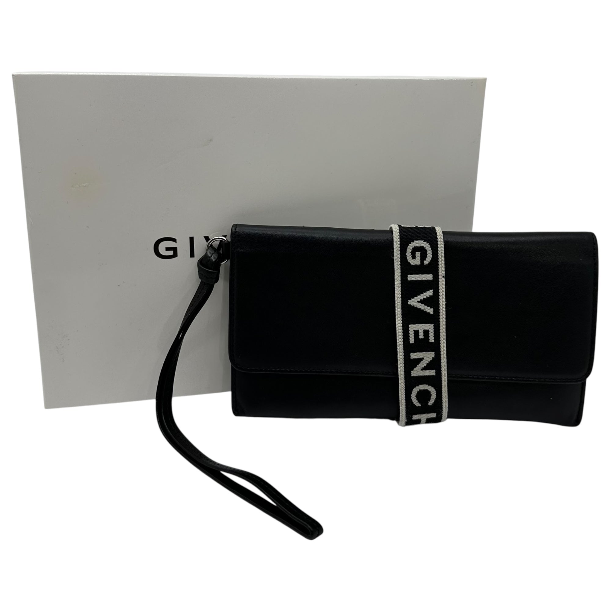 GIVENCHY(ジバンシィ) URBAN Clutch bag アーバン ロゴ バンド レザー クラッチ バッグ BB605HB0CQ 001 ブラック ウォレット 長財布