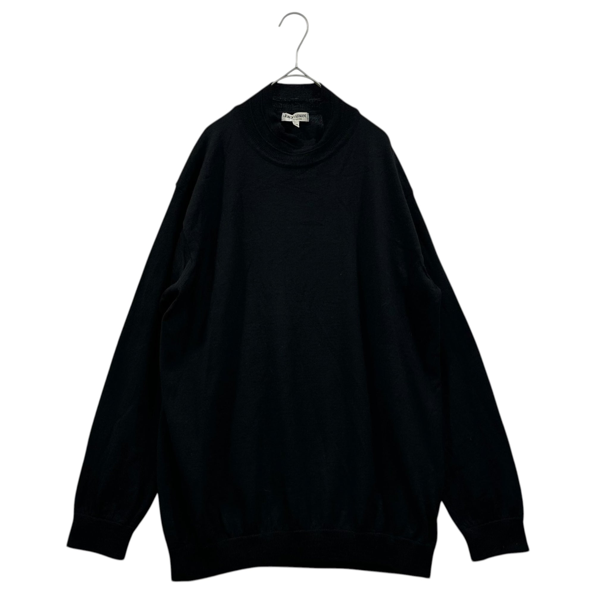 GIORGIO ARMANI(ジョルジオアルマーニ) 90's Cashmere Silk High-Neck Wool Knit 90年代 カシミア シルク ハイネック ウール ニット ART.1154 54(XXL程度) ブラック ヴィンテージ