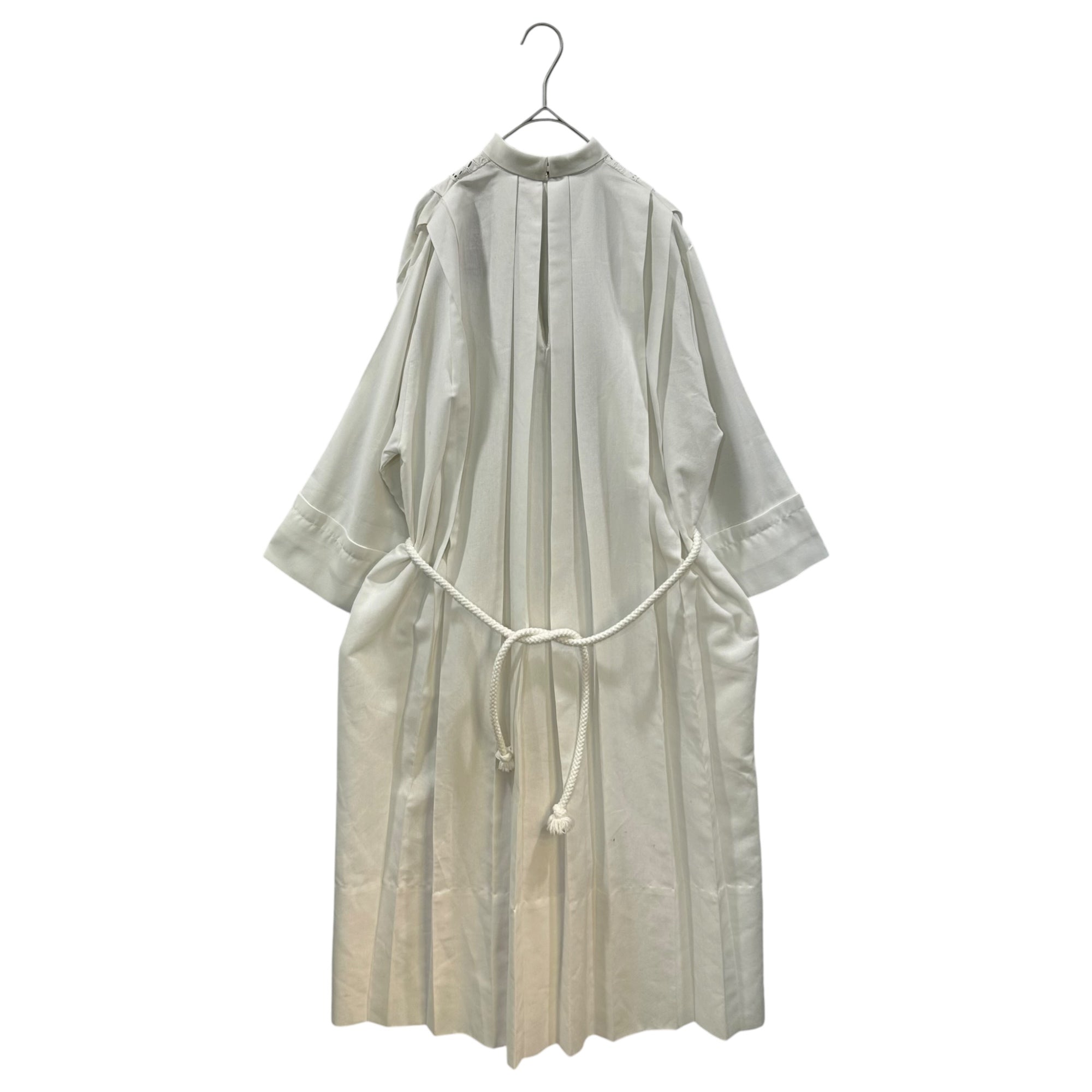 vintage(ヴィンテージ) 80'~90's church smog dress with cutwork lace カットワークレースの教会ドレス 130(Mサイズ程度) ホワイト 右側にポケット/ベルト付/右袖に汚れ有