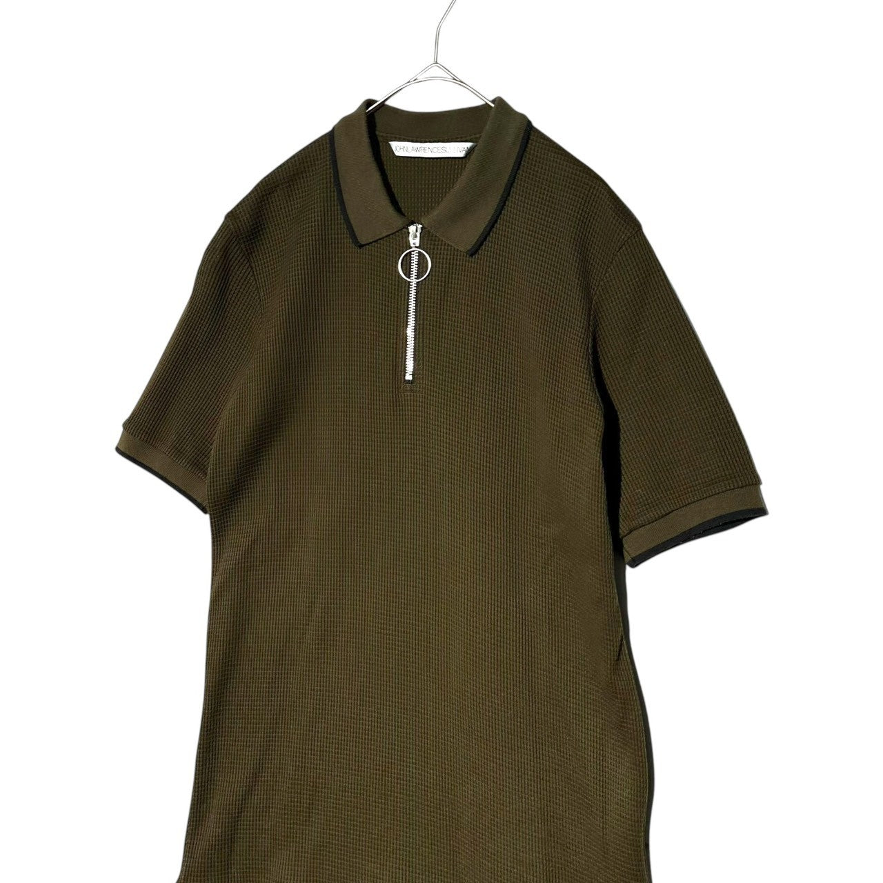 JOHN LAWRENCE SULLIVAN(ジョンローレンスサリバン) ZIP-UP POLO SHIRT ジップアップ ワッフル ポロ シャツ 5A018 17-13 M オリーブ